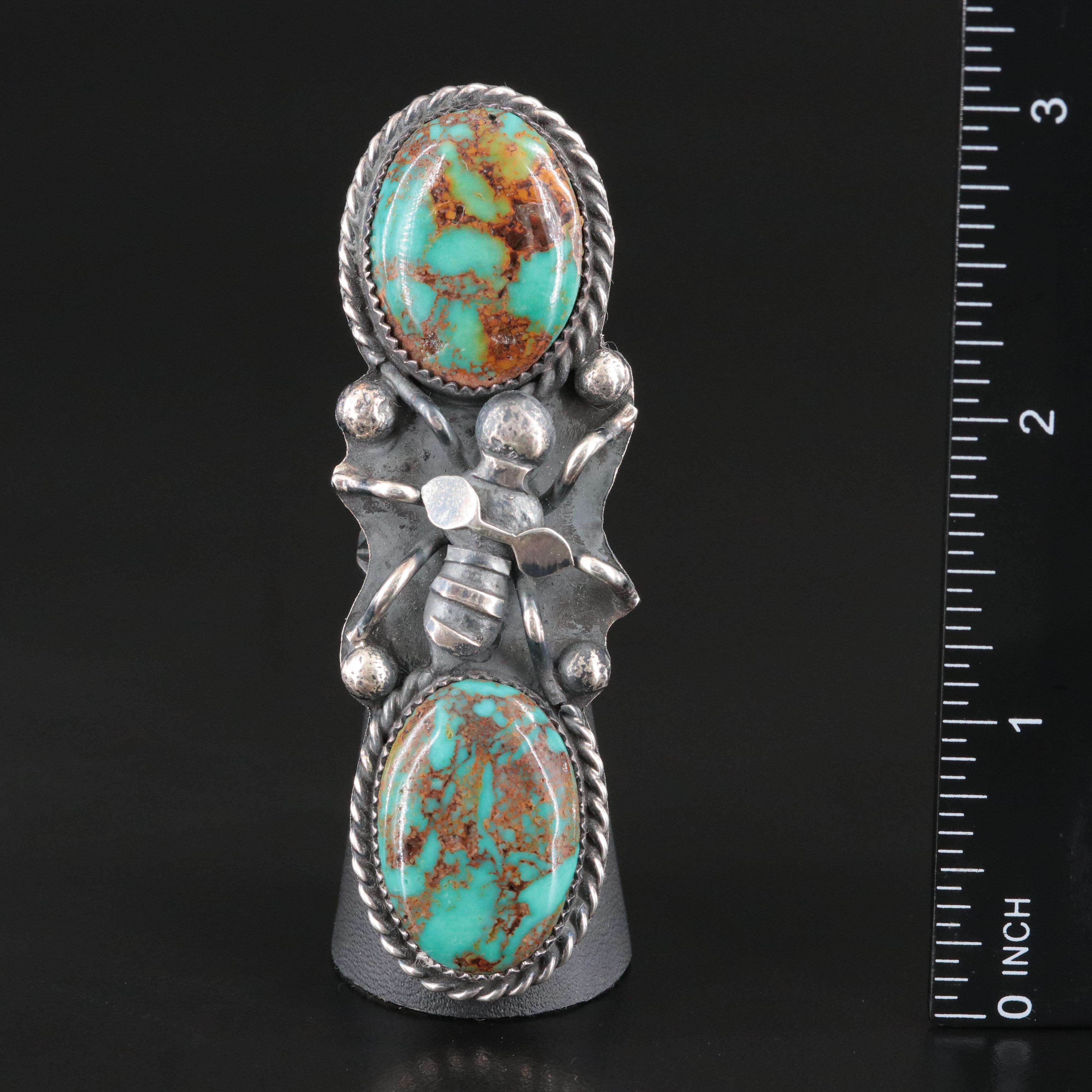 Marcus Chavez Navajo Diné Sterling Turquoise Insect Ring