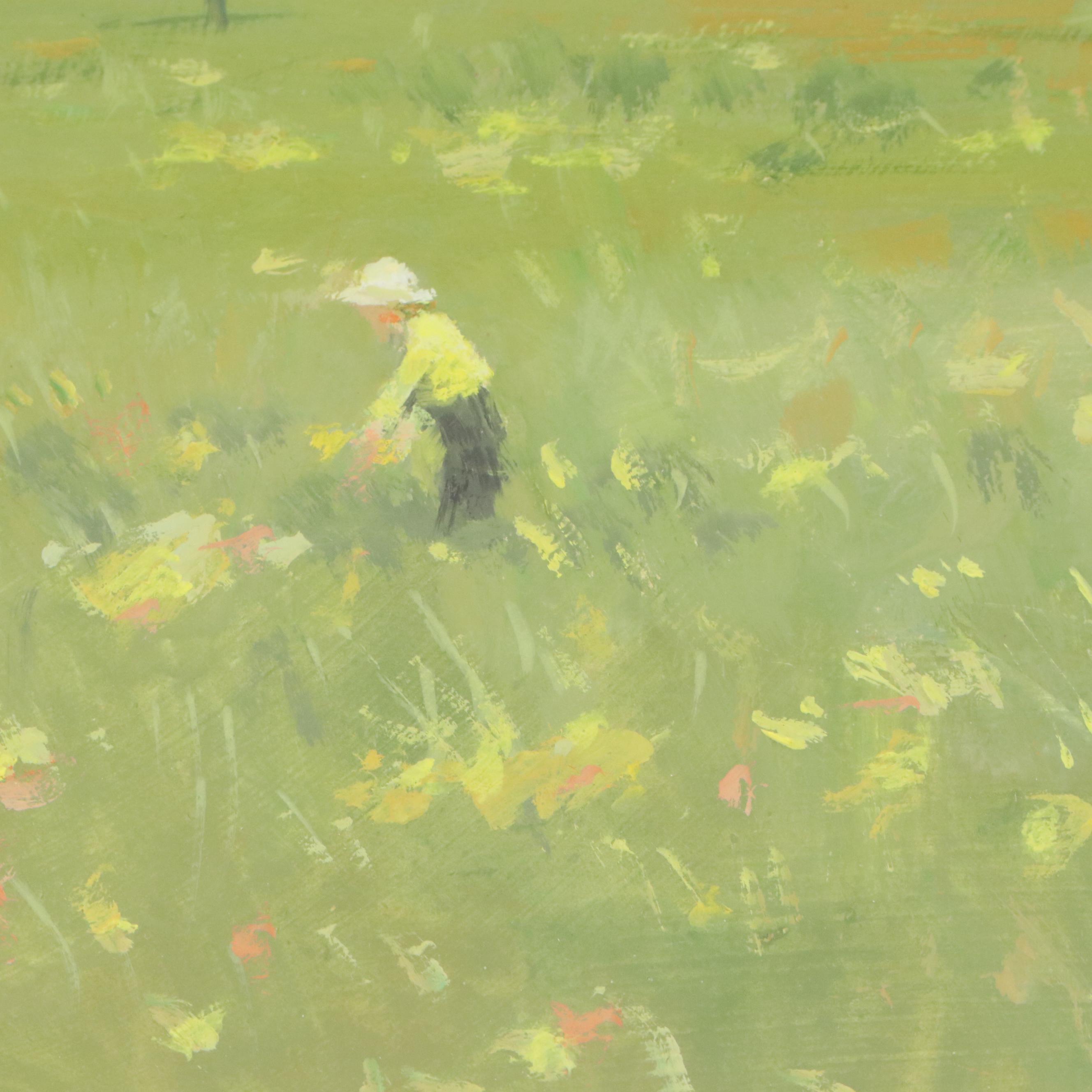 Impressionistic Painting of Field with Flowers, 21st Century