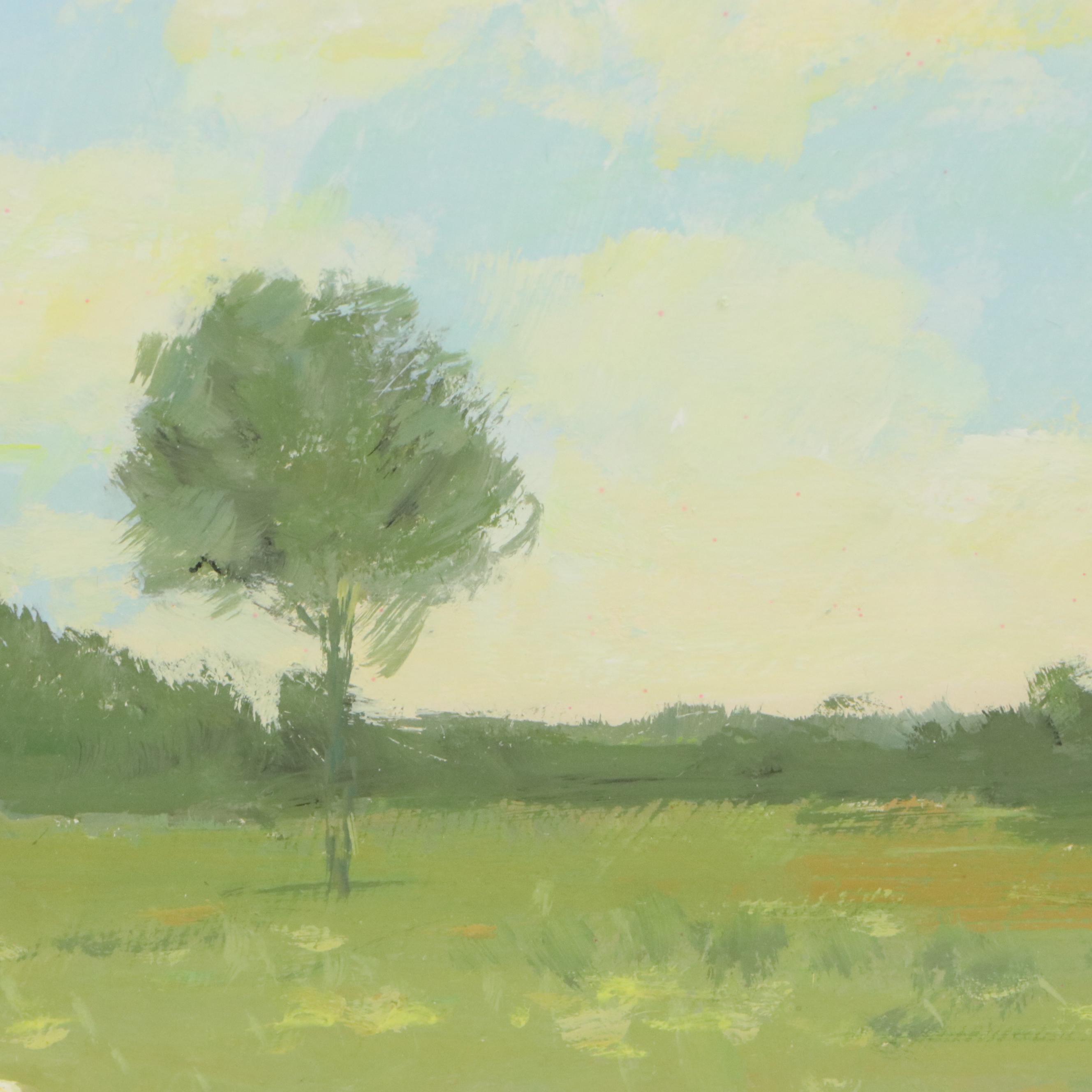 Impressionistic Painting of Field with Flowers, 21st Century