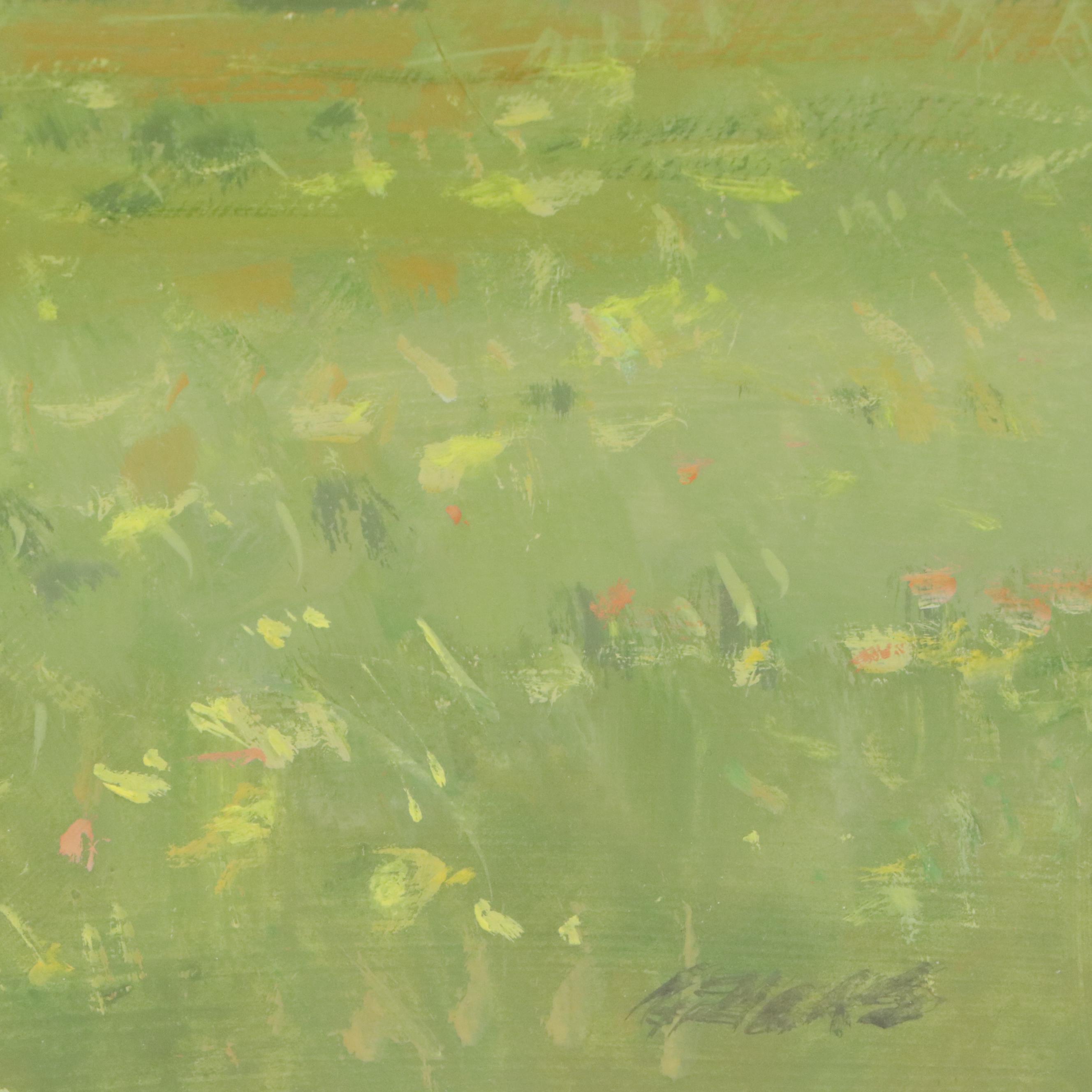 Impressionistic Painting of Field with Flowers, 21st Century