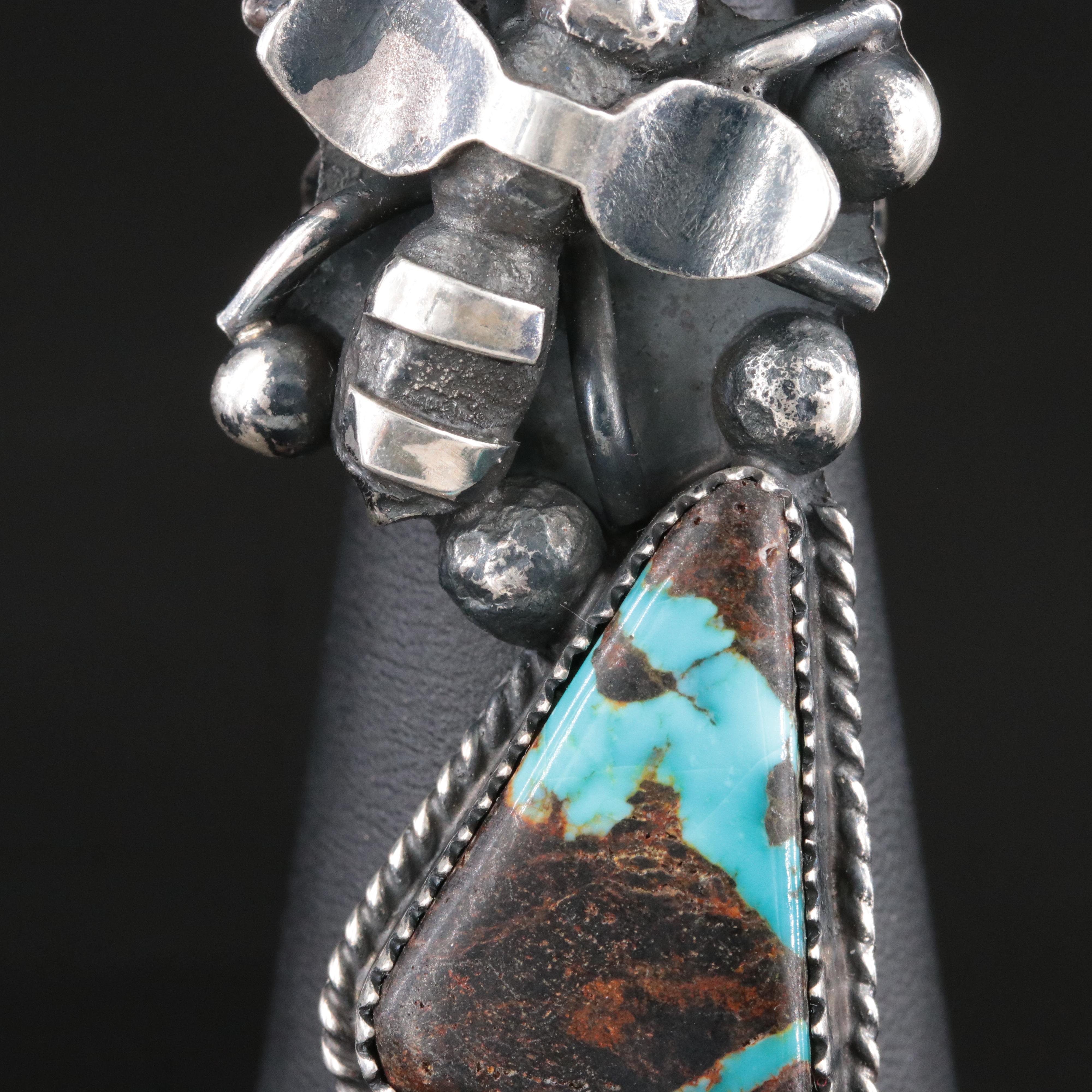 Marcus Chavez Navajo Diné Sterling Turquoise Insect Ring