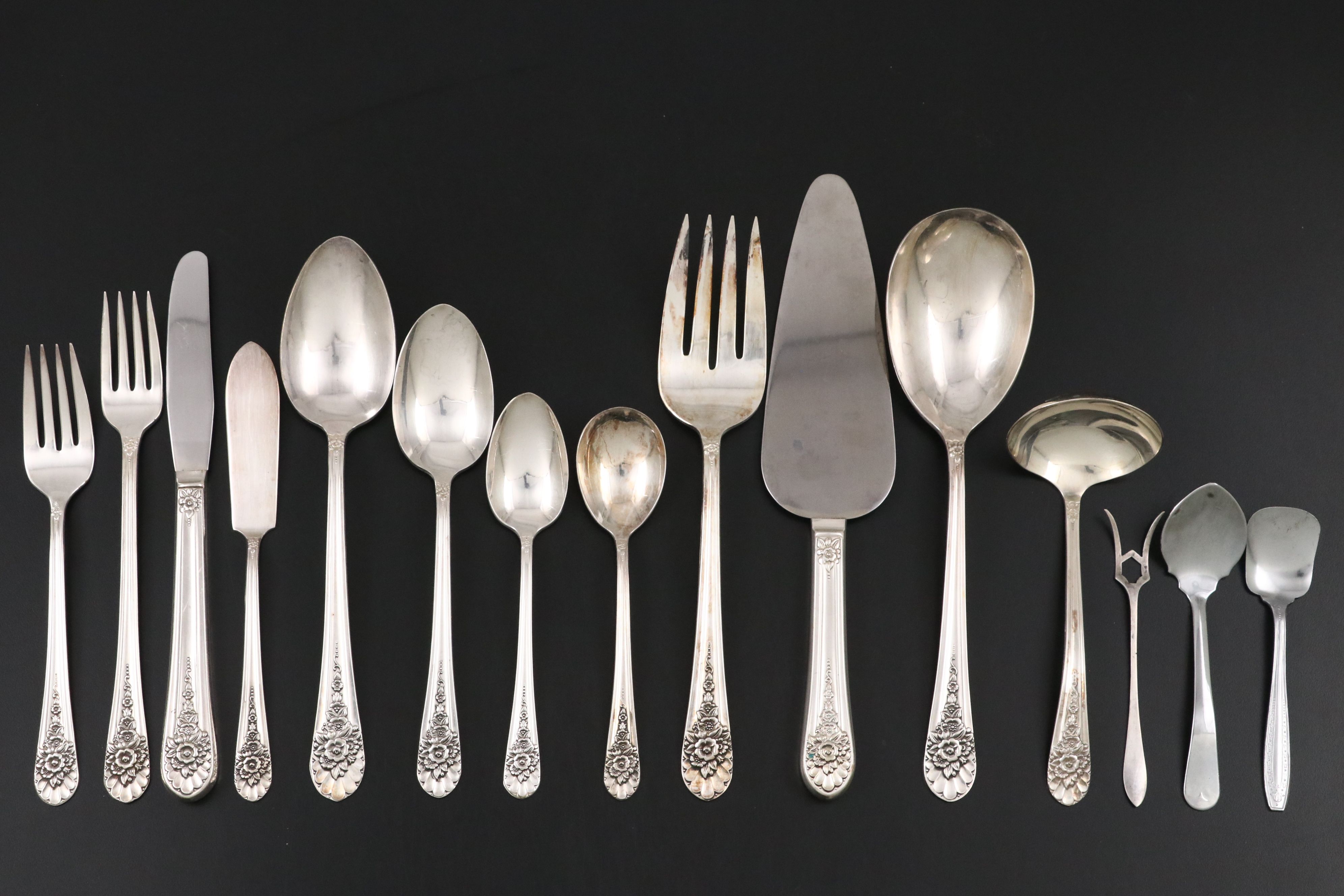 William Rogers "Jubilee" Silver Plate Flatware with Case, 20th Century