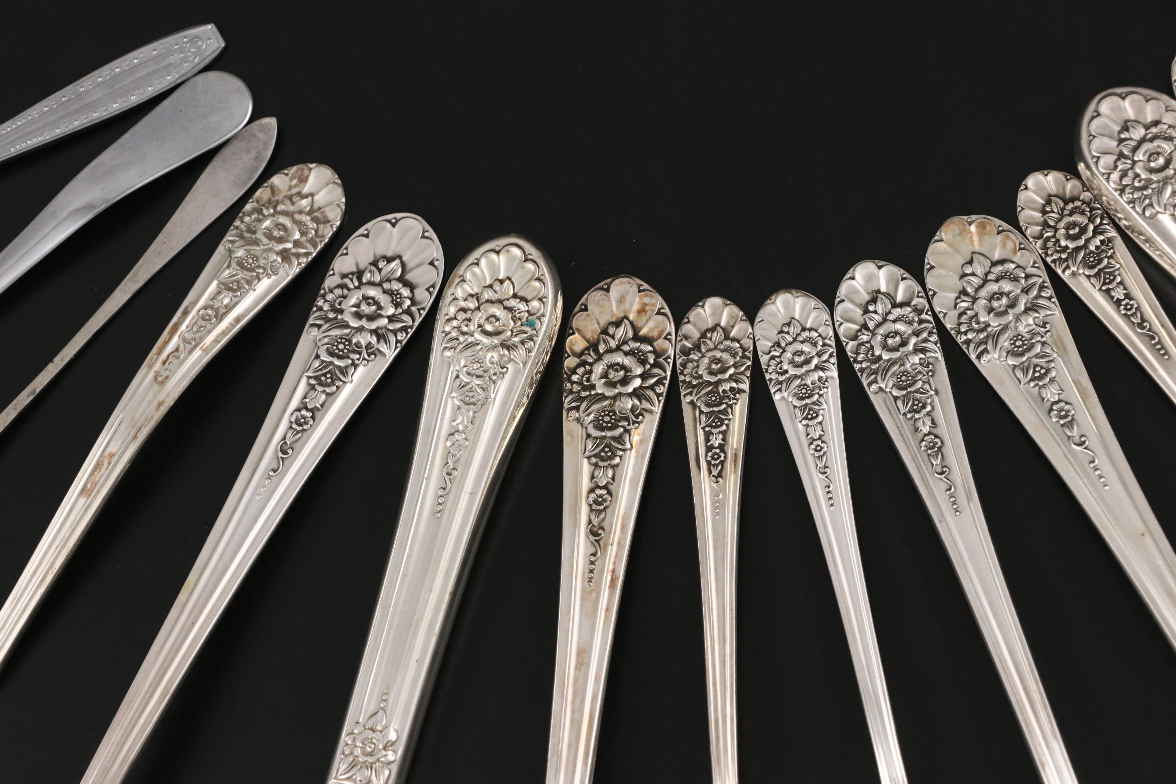 William Rogers "Jubilee" Silver Plate Flatware with Case, 20th Century