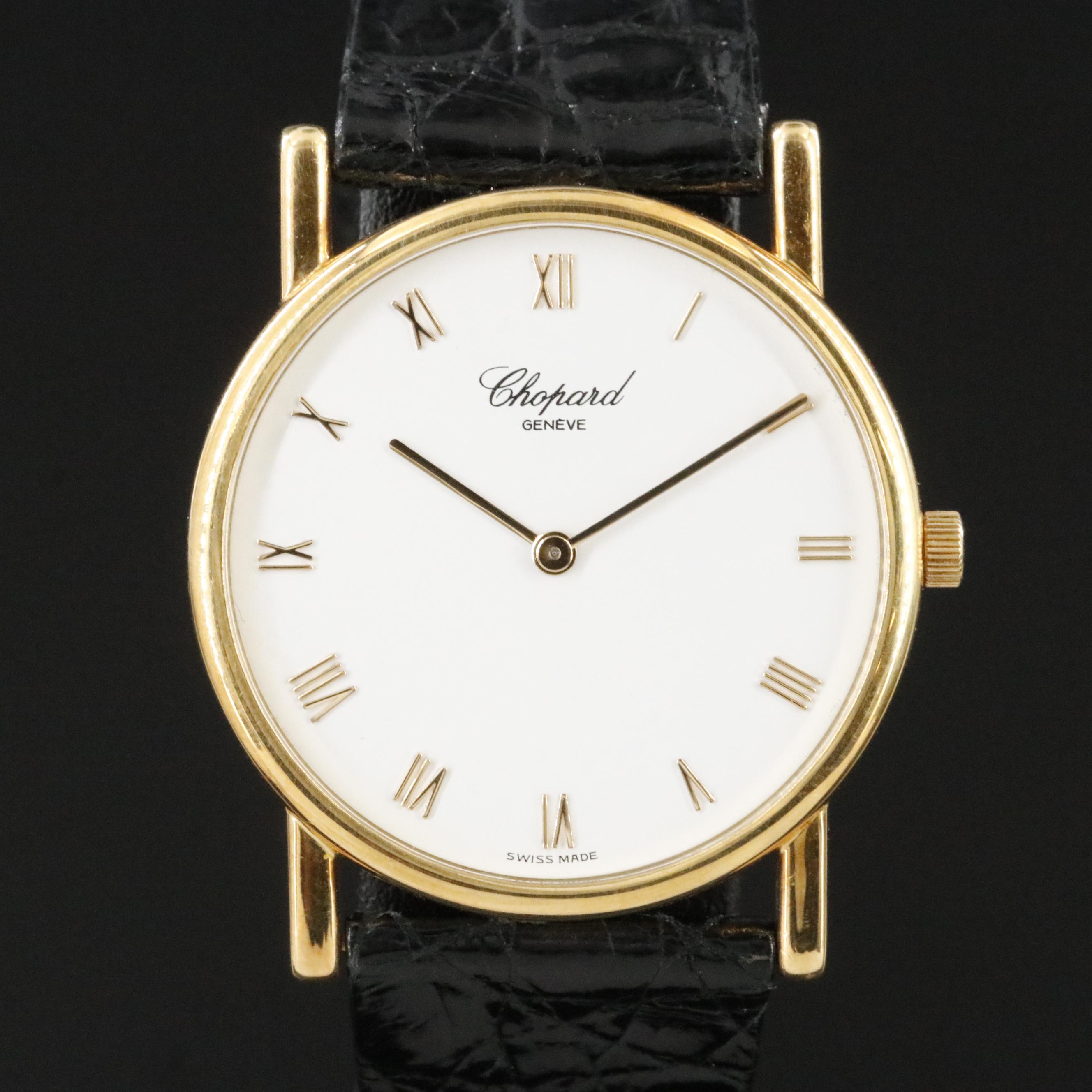 18K Chopard Gold Roman Numerals White Dial Manual Wind Watch
