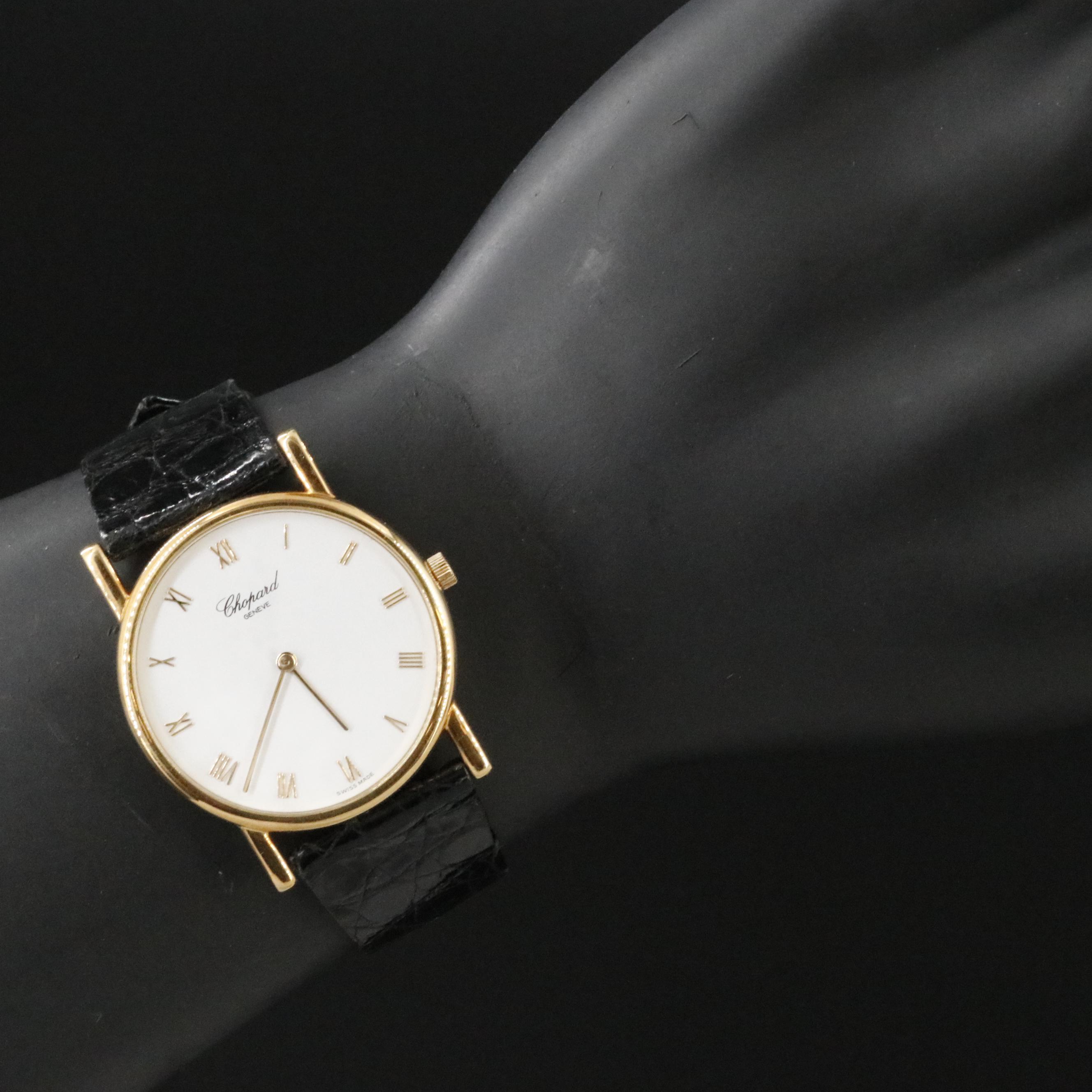 18K Chopard Gold Roman Numerals White Dial Manual Wind Watch