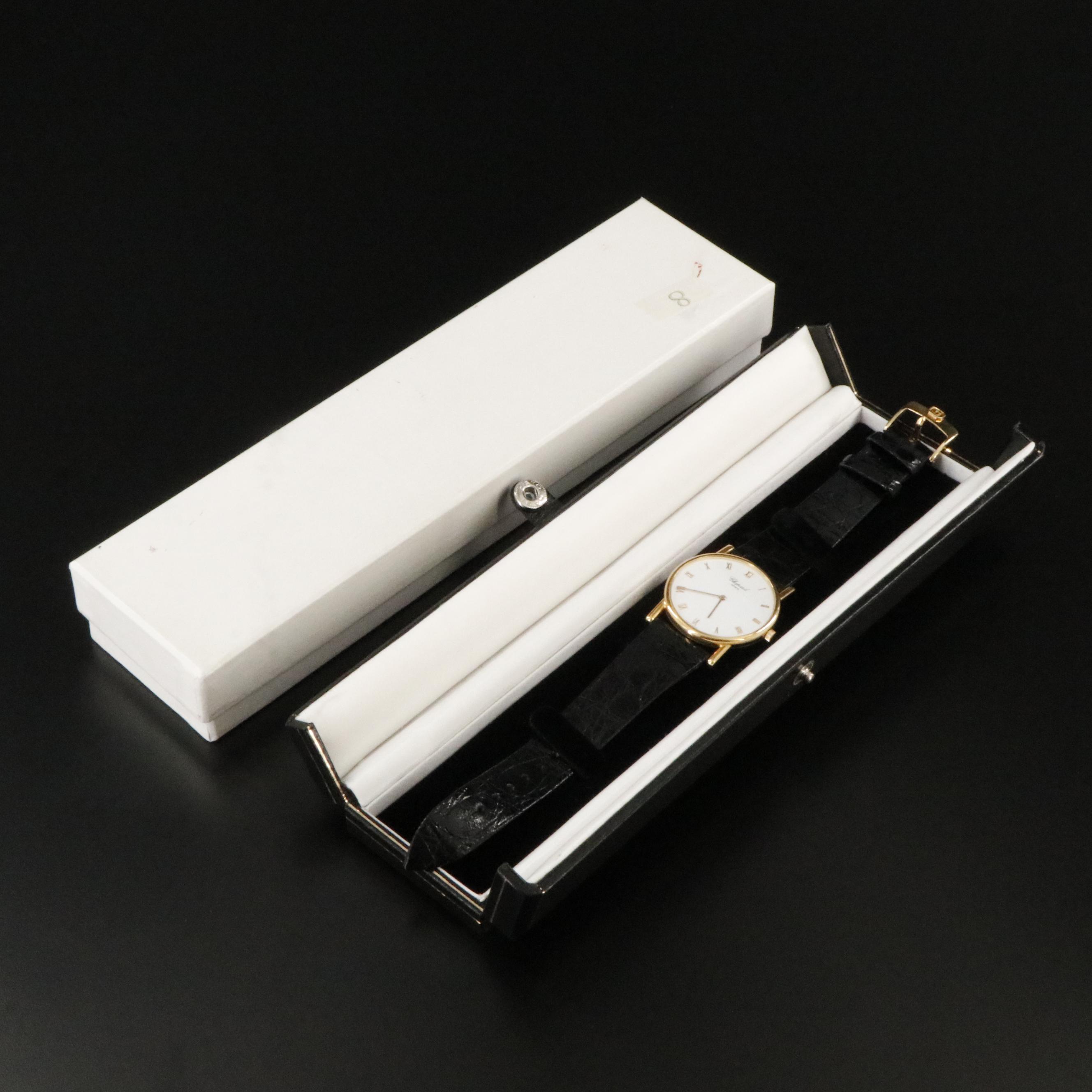 18K Chopard Gold Roman Numerals White Dial Manual Wind Watch