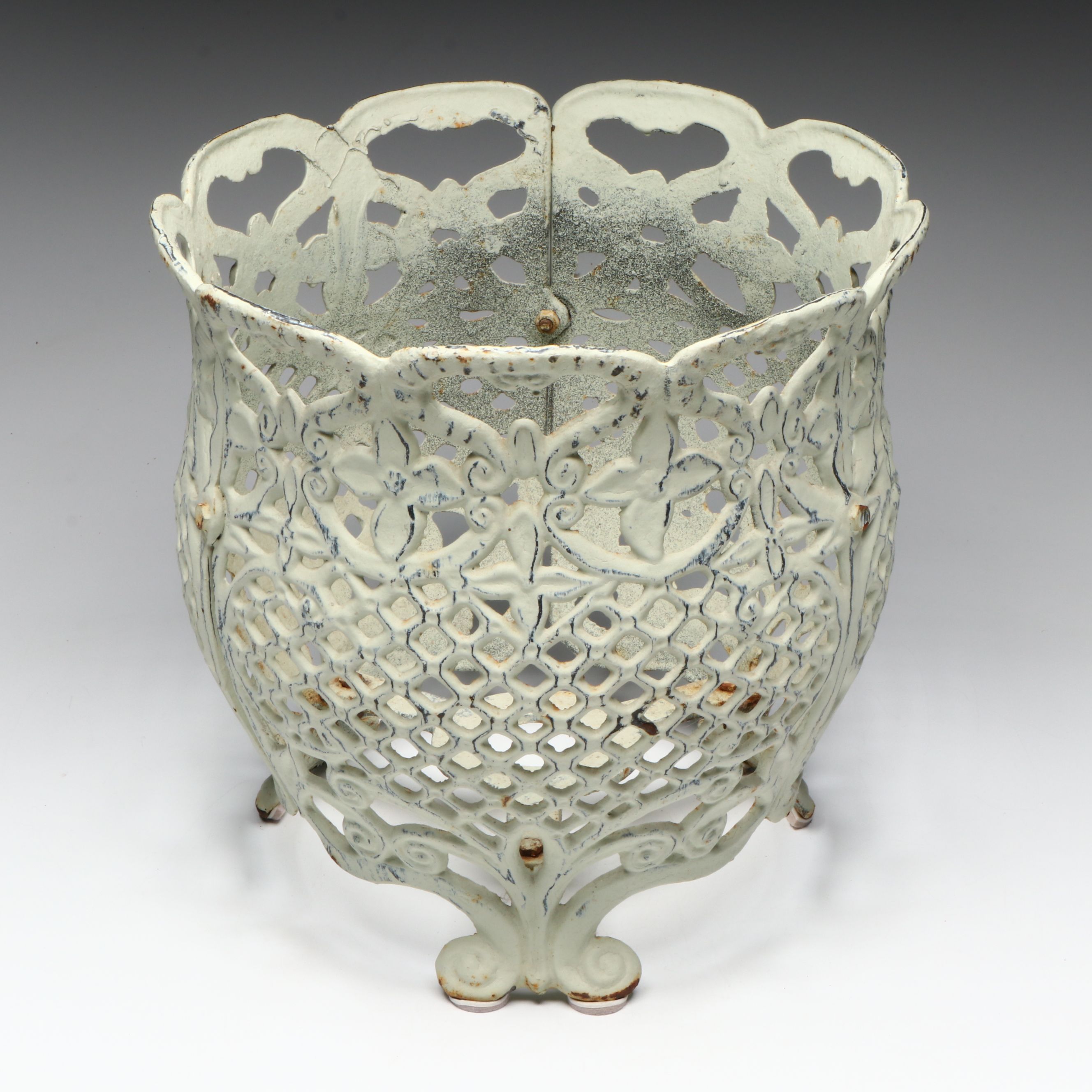 Victorian Style White Painted Iron Footed Planter