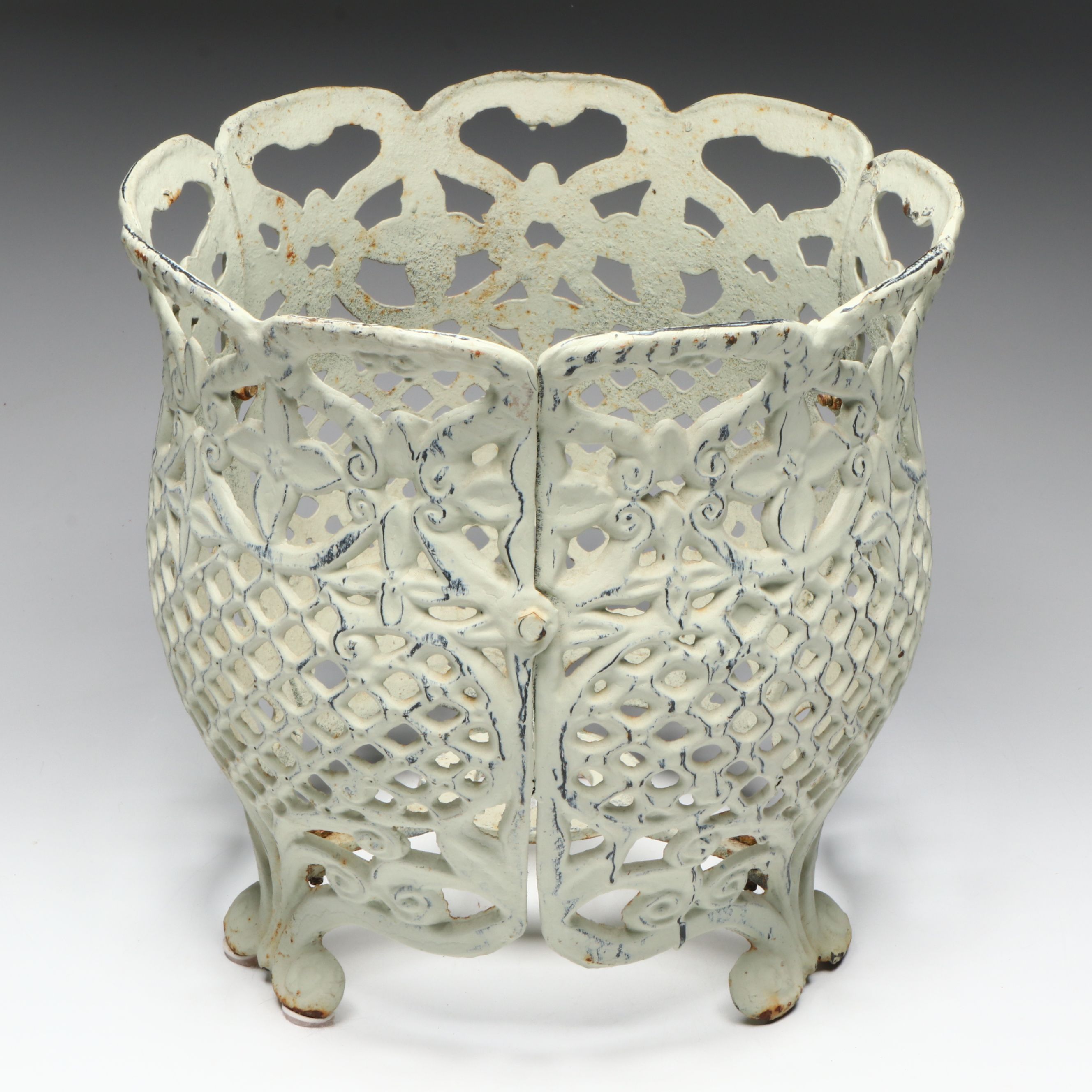 Victorian Style White Painted Iron Footed Planter