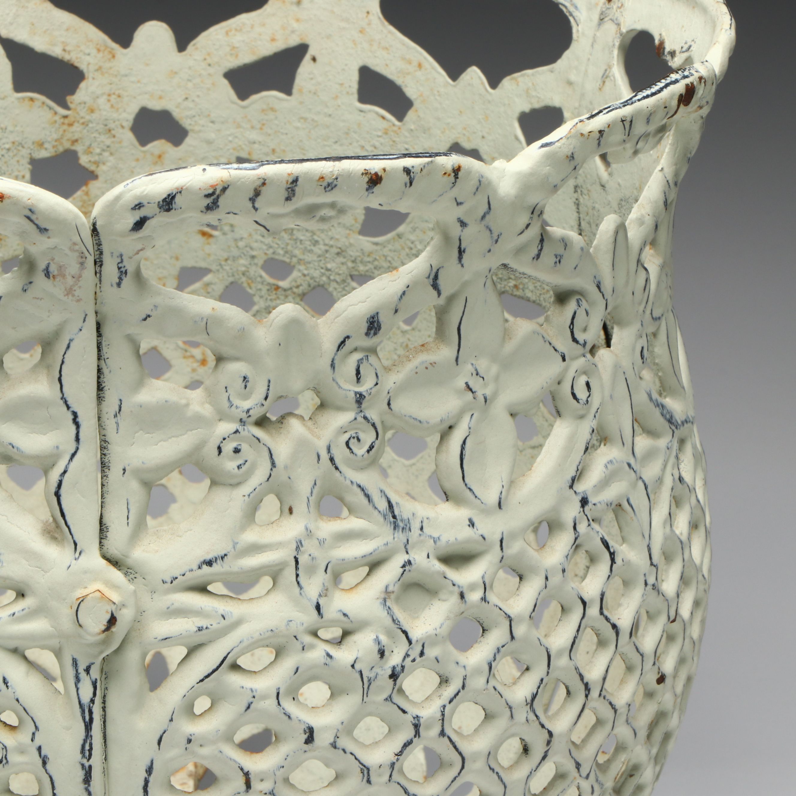 Victorian Style White Painted Iron Footed Planter