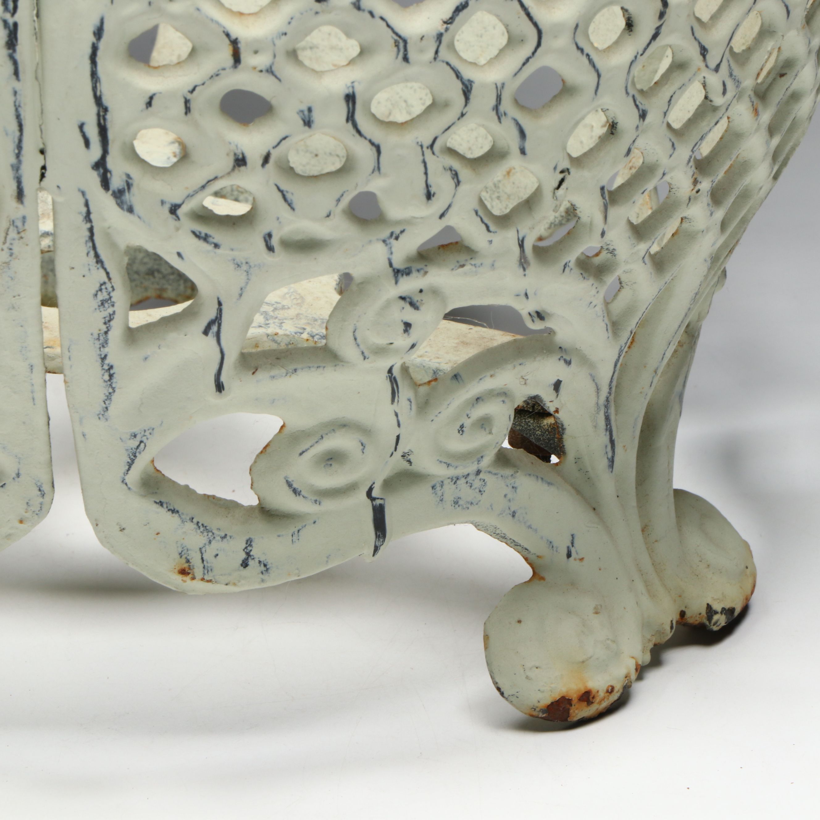 Victorian Style White Painted Iron Footed Planter