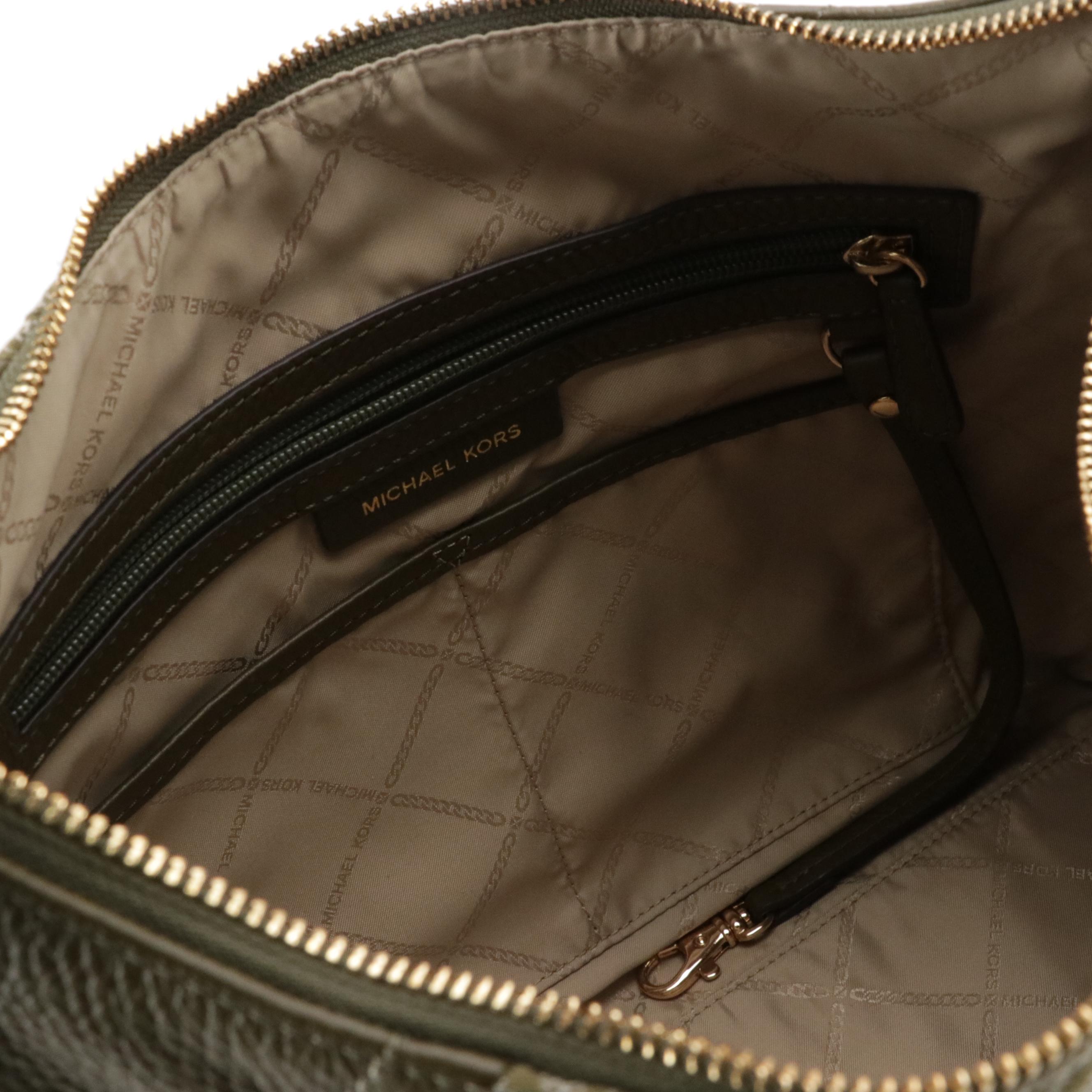 Michael Kors Red Jet Set Zip Tote, Olive Green Hobo Bag & Signature Canvas Tote