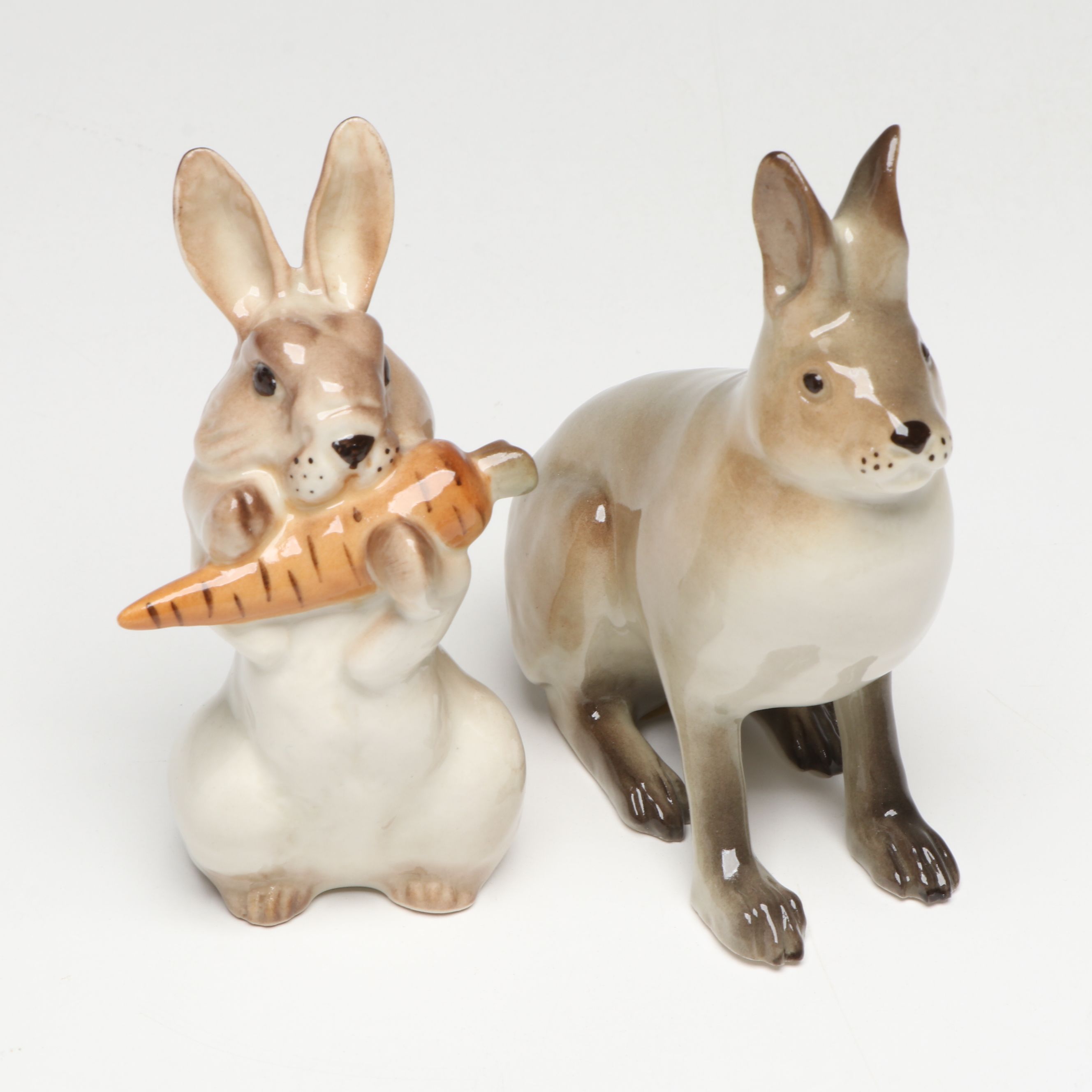 Lomonosov, Wade with Other Ceramic Rabbit Figurines, Mid to Late 20th Century