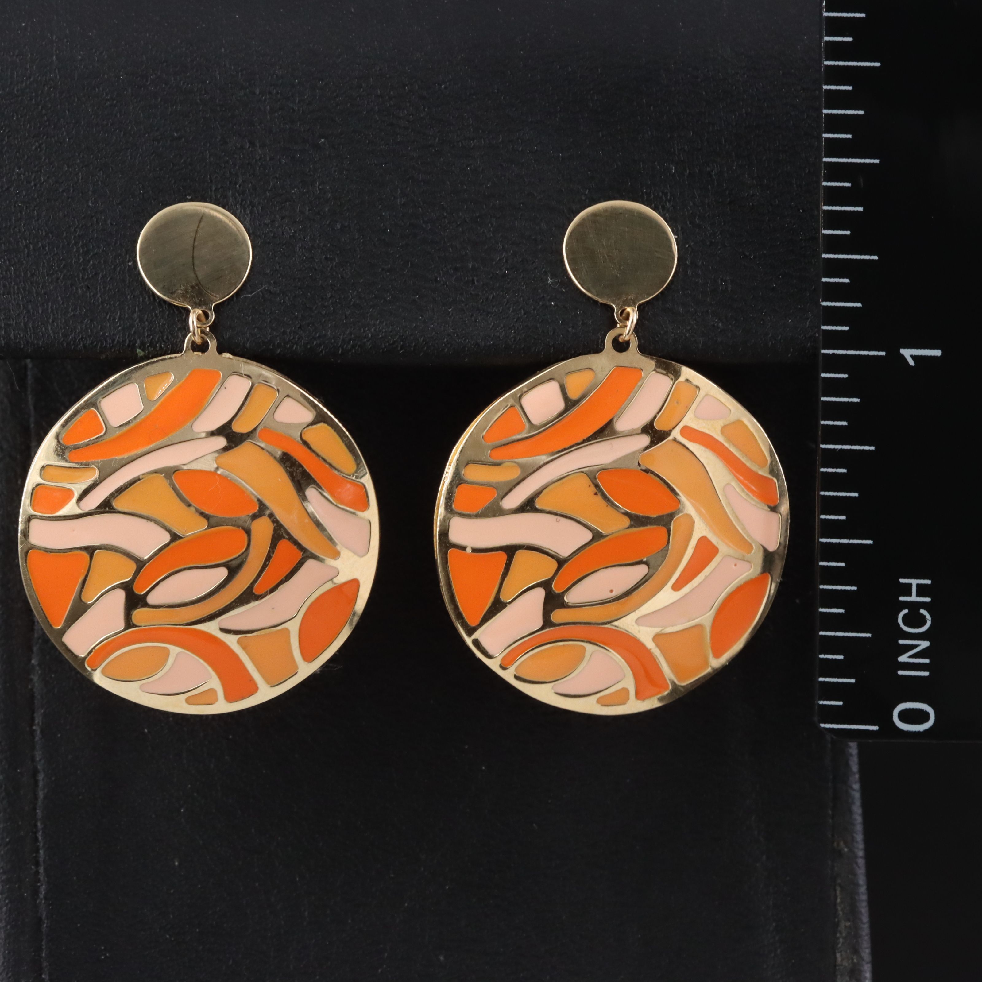 14K Enamel Mosaic Earrings