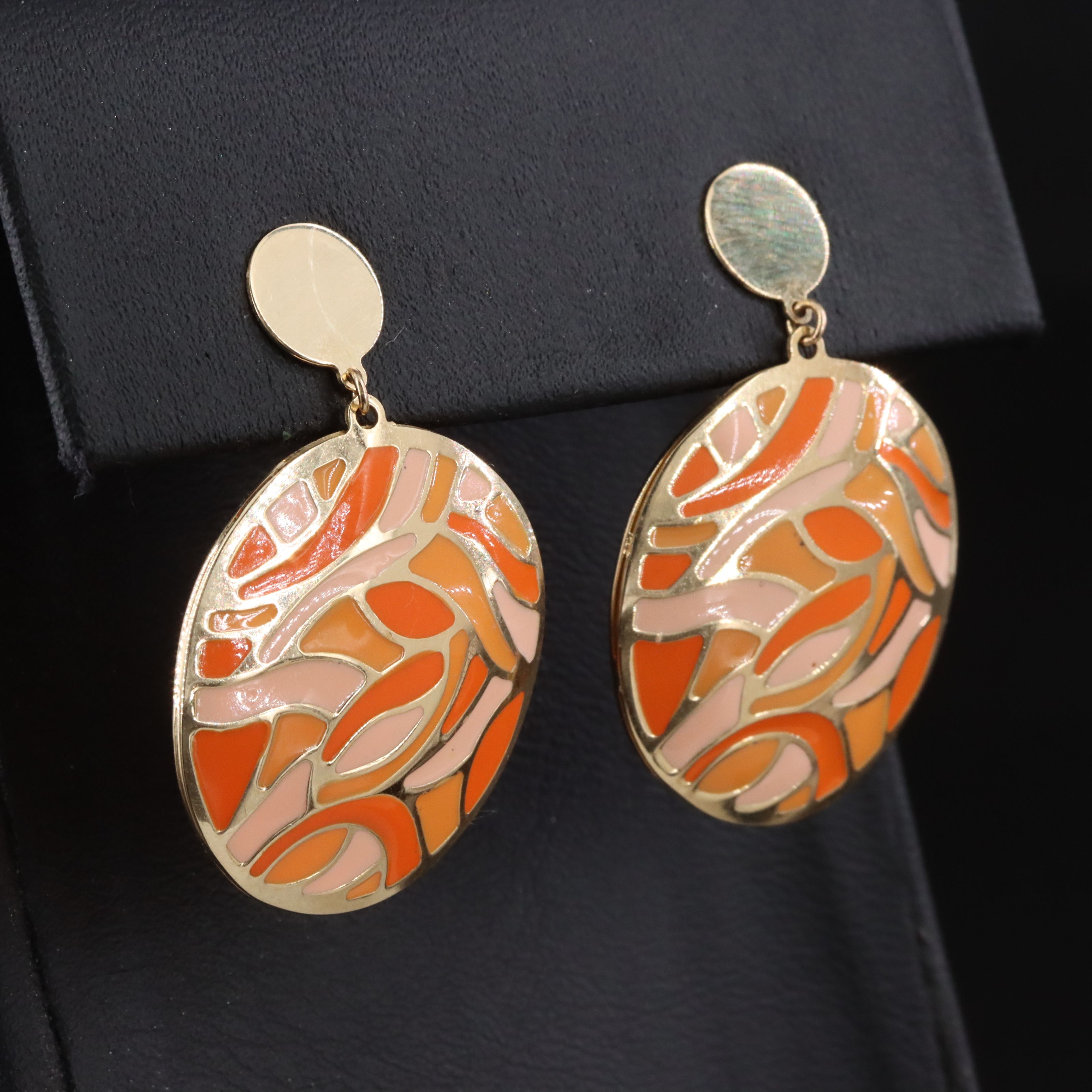 14K Enamel Mosaic Earrings