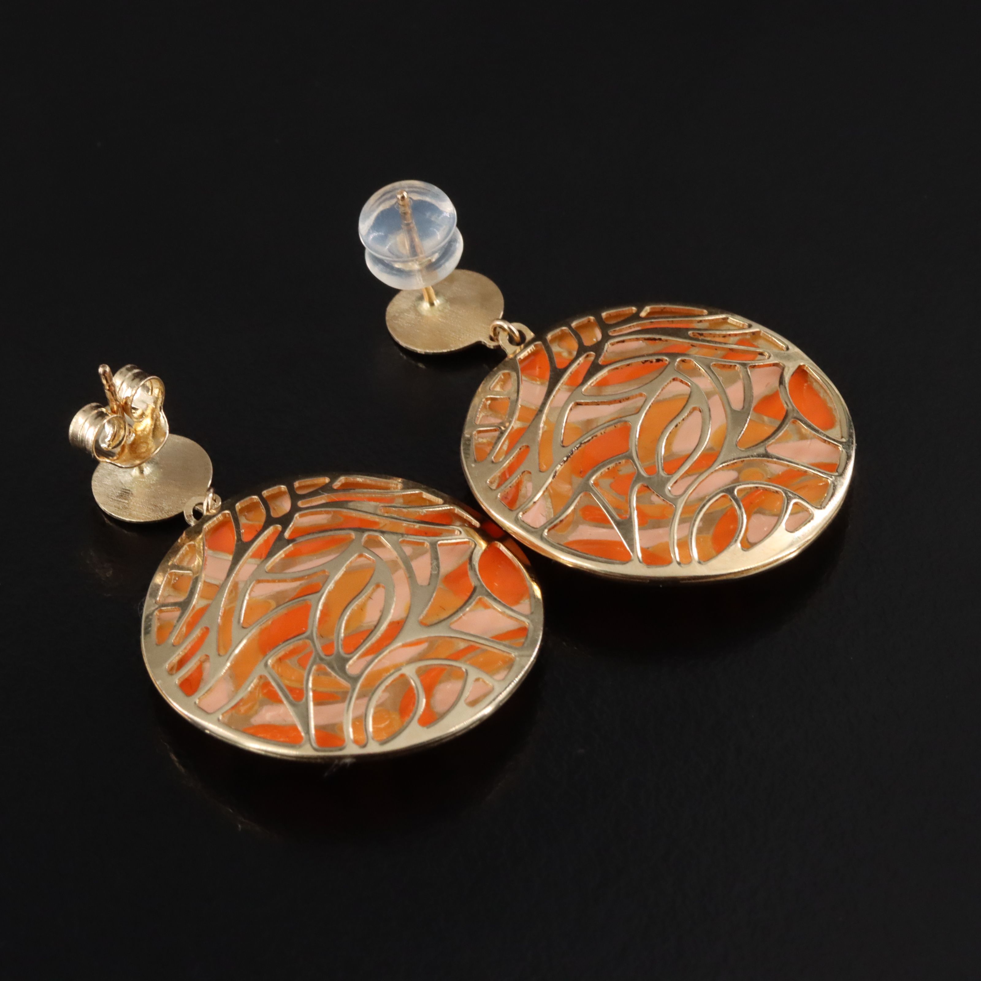 14K Enamel Mosaic Earrings