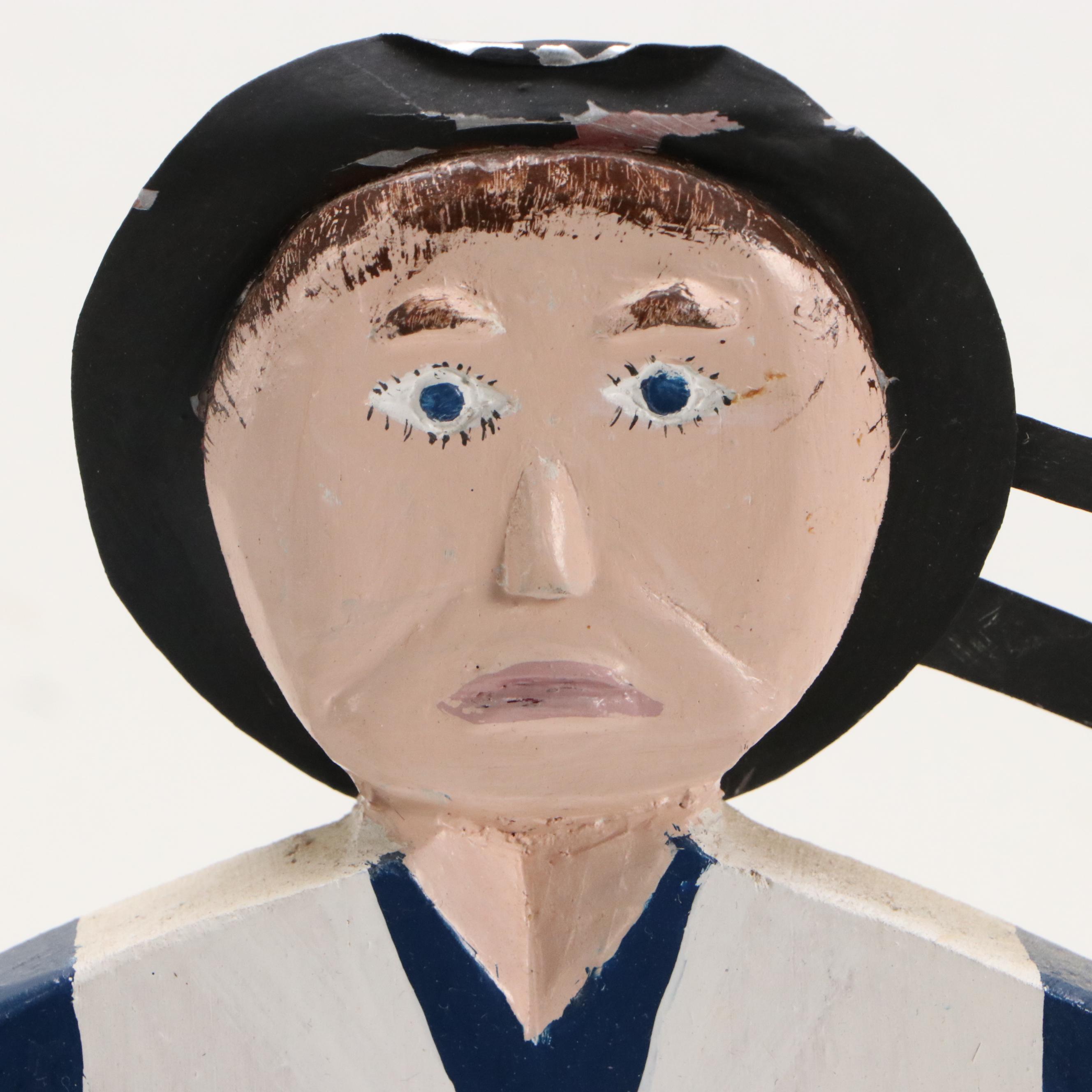 Nantucket Style Wood Whirligig Sculpture of Sailor, Mid to Late 20th Century