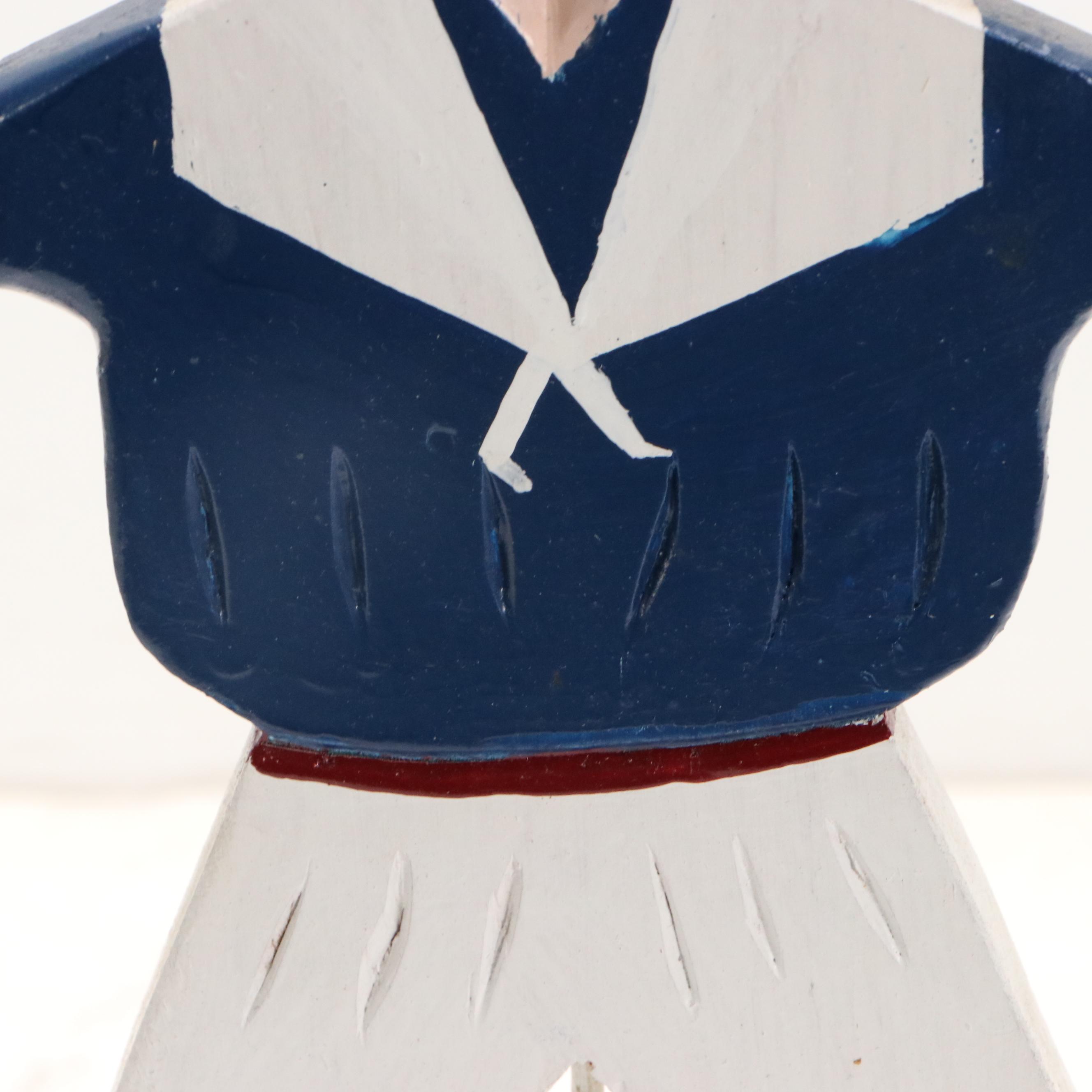 Nantucket Style Wood Whirligig Sculpture of Sailor, Mid to Late 20th Century