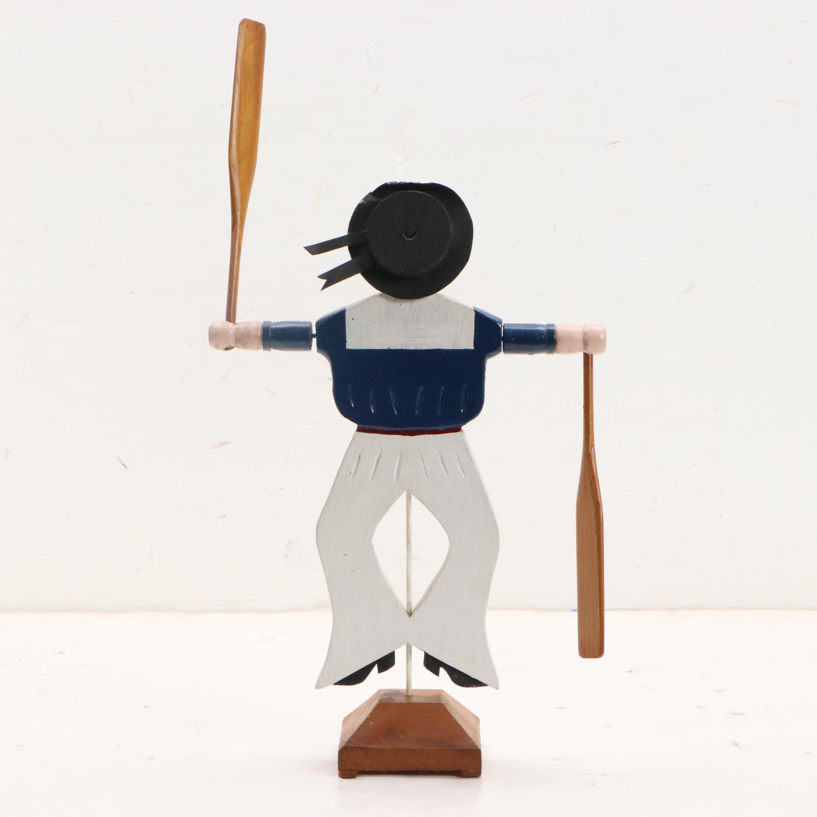 Nantucket Style Wood Whirligig Sculpture of Sailor, Mid to Late 20th Century