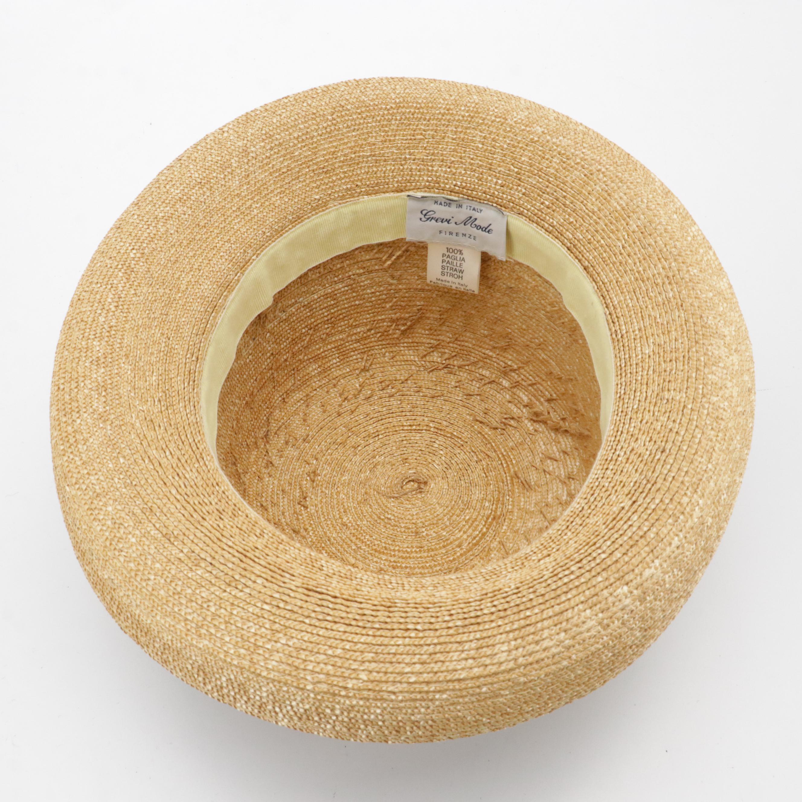 Grevi Mode Straw Breton Hat and Other Top Hat with Hat Box