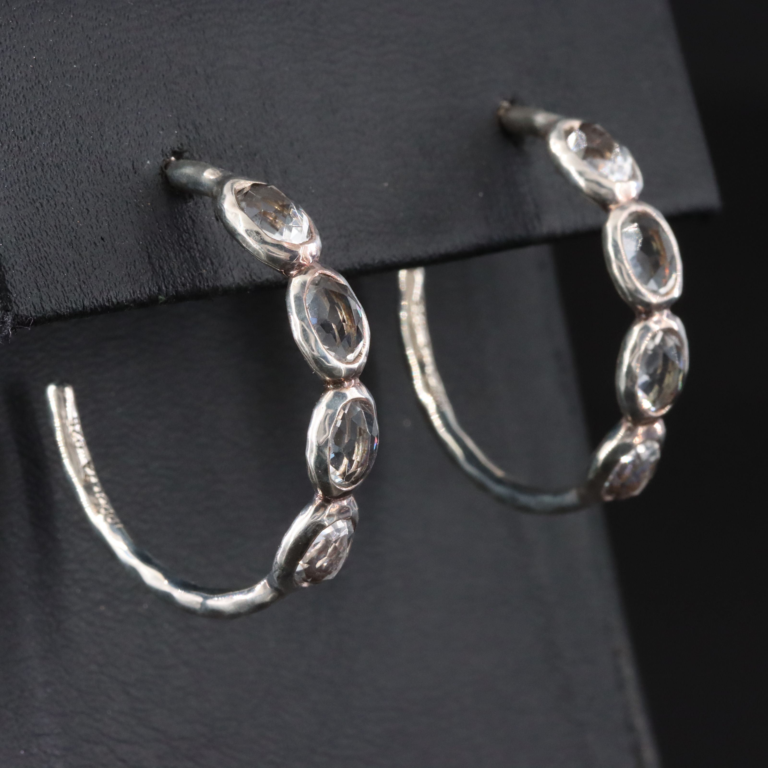 Ippolita Rock Candy Sterling and White Topaz Hoop Earrings