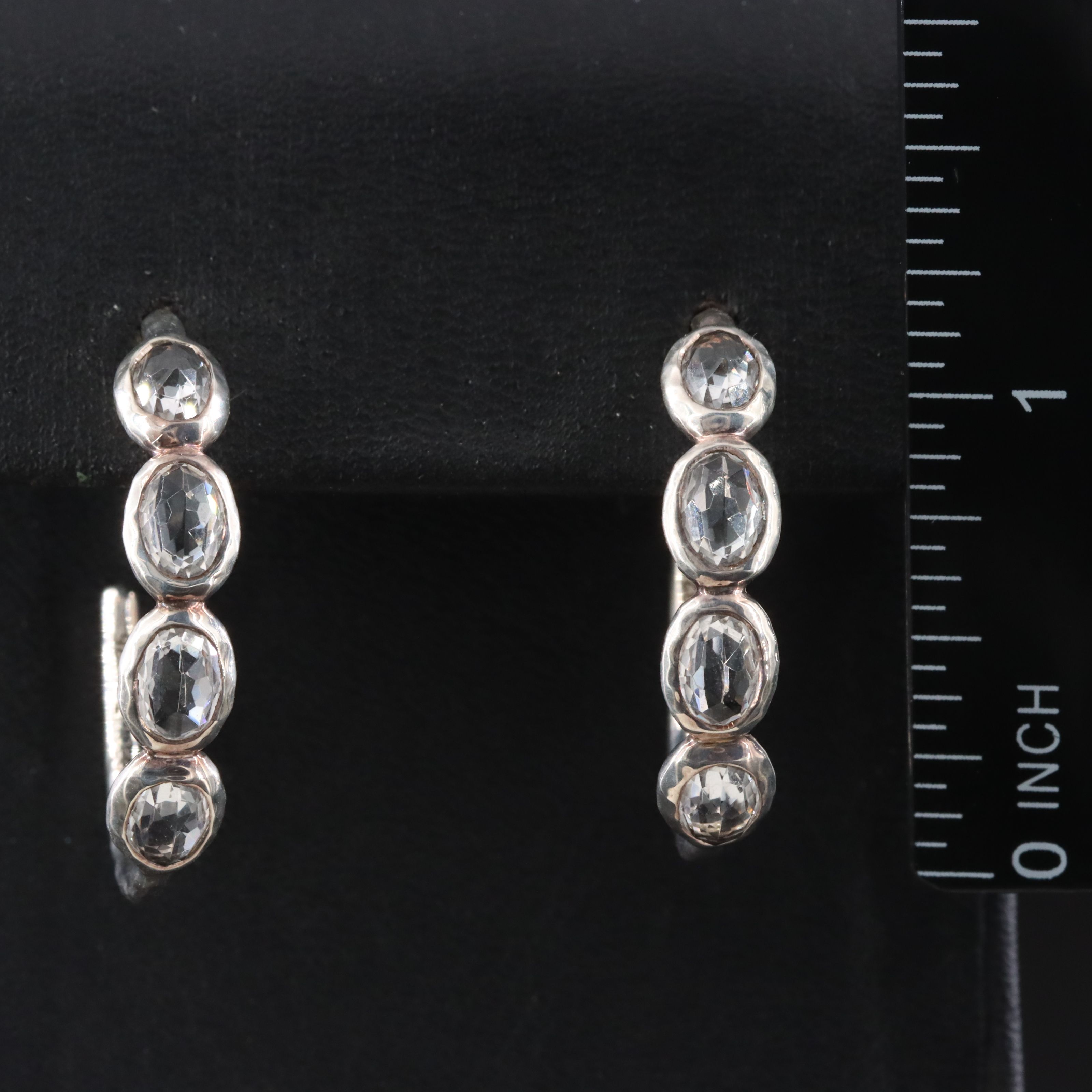 Ippolita Rock Candy Sterling and White Topaz Hoop Earrings
