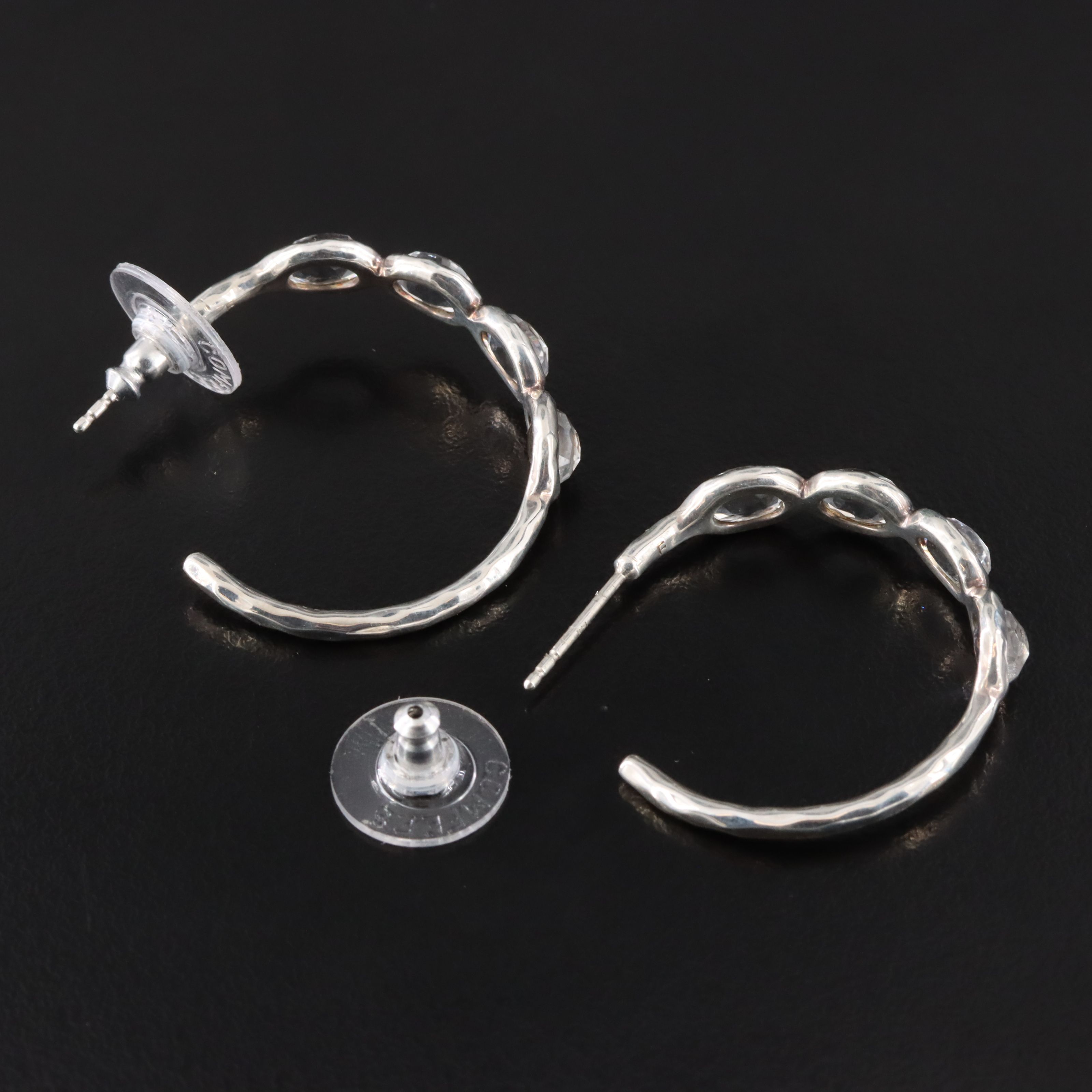 Ippolita Rock Candy Sterling and White Topaz Hoop Earrings