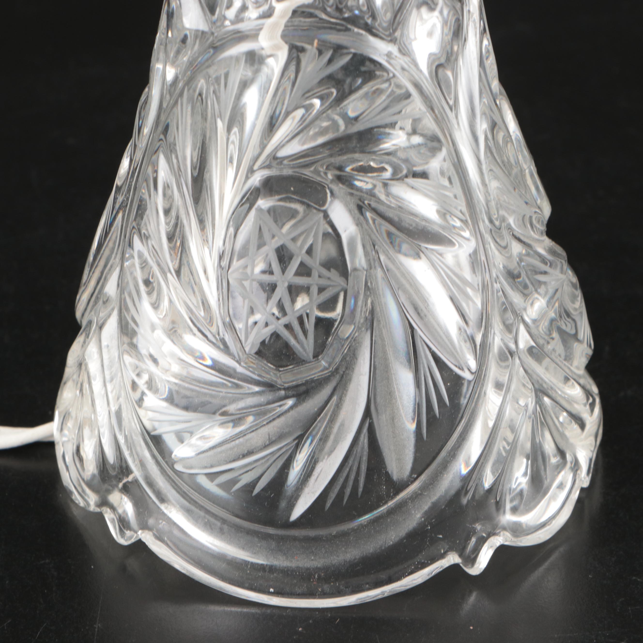 Pair of Pressed Glass Mushroom Boudoir Lamps, Vintage