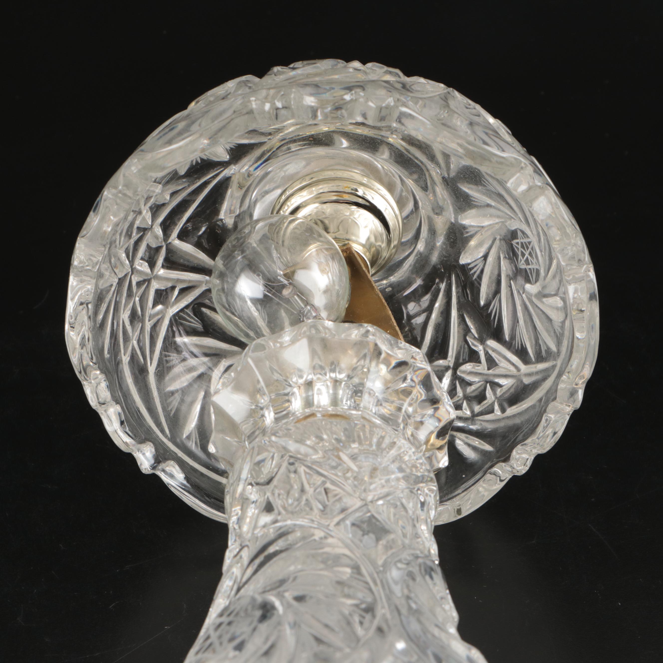 Pair of Pressed Glass Mushroom Boudoir Lamps, Vintage