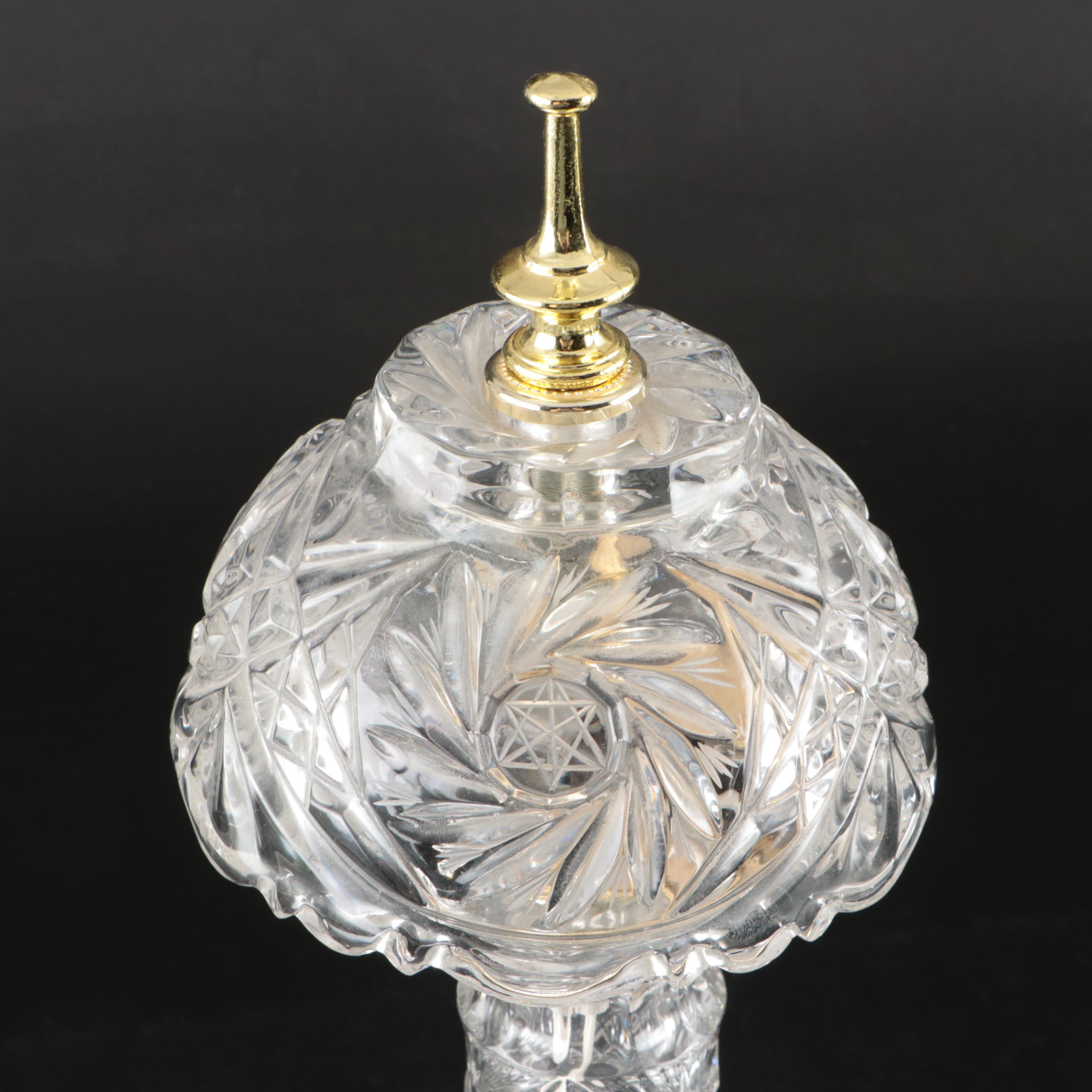 Pair of Pressed Glass Mushroom Boudoir Lamps, Vintage