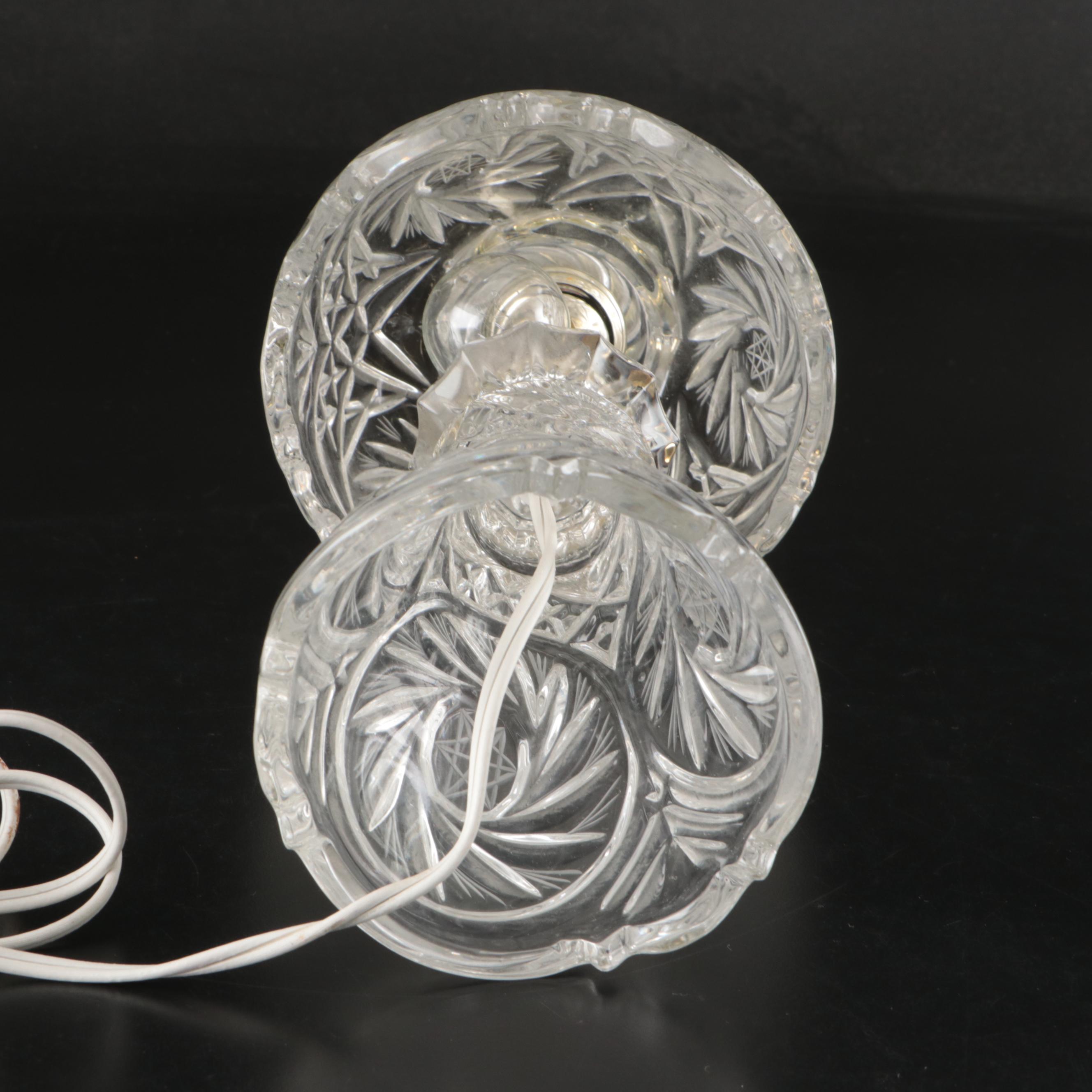 Pair of Pressed Glass Mushroom Boudoir Lamps, Vintage