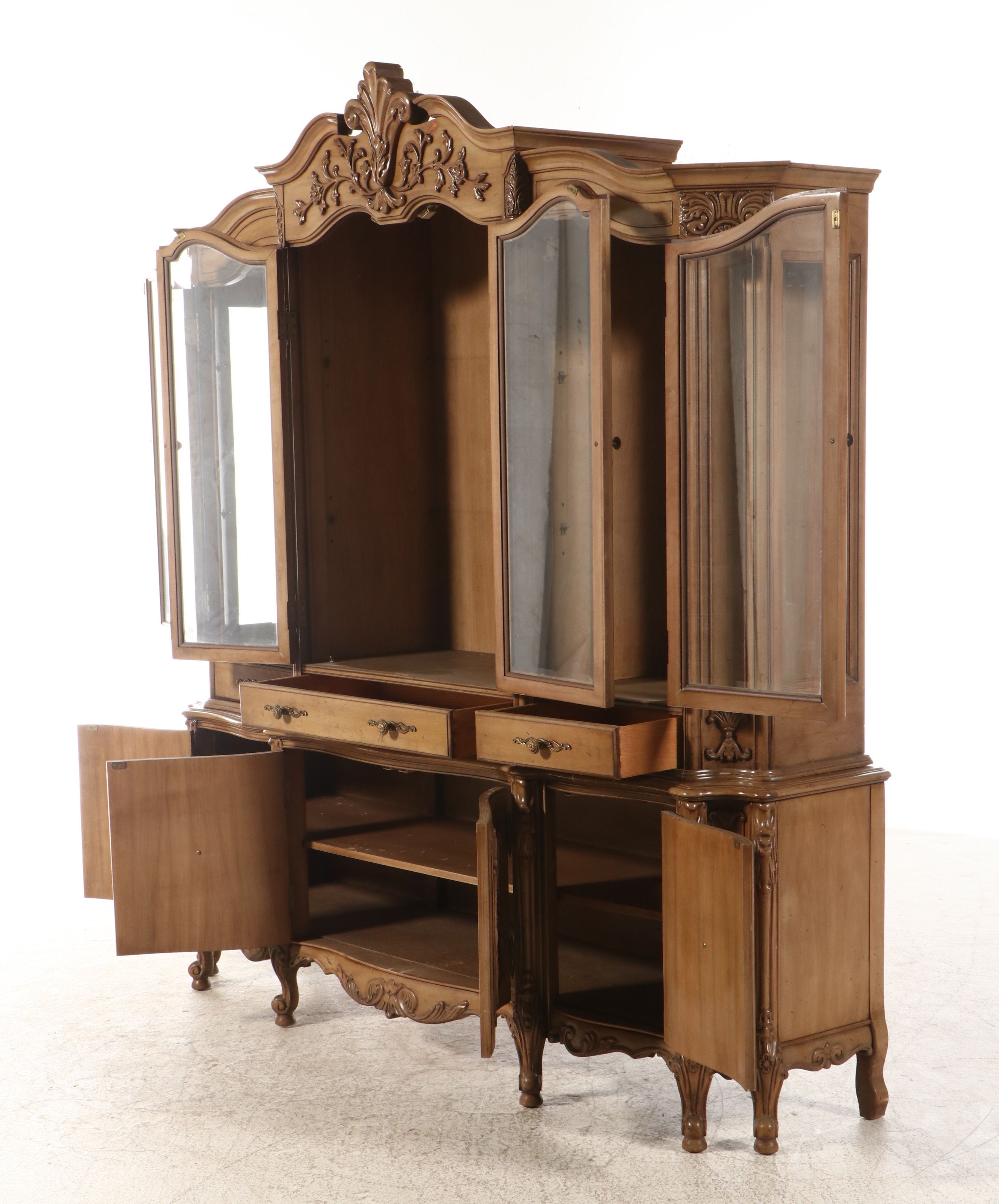 Union Furniture Baroque Style Bleached Walnut China Cabinet