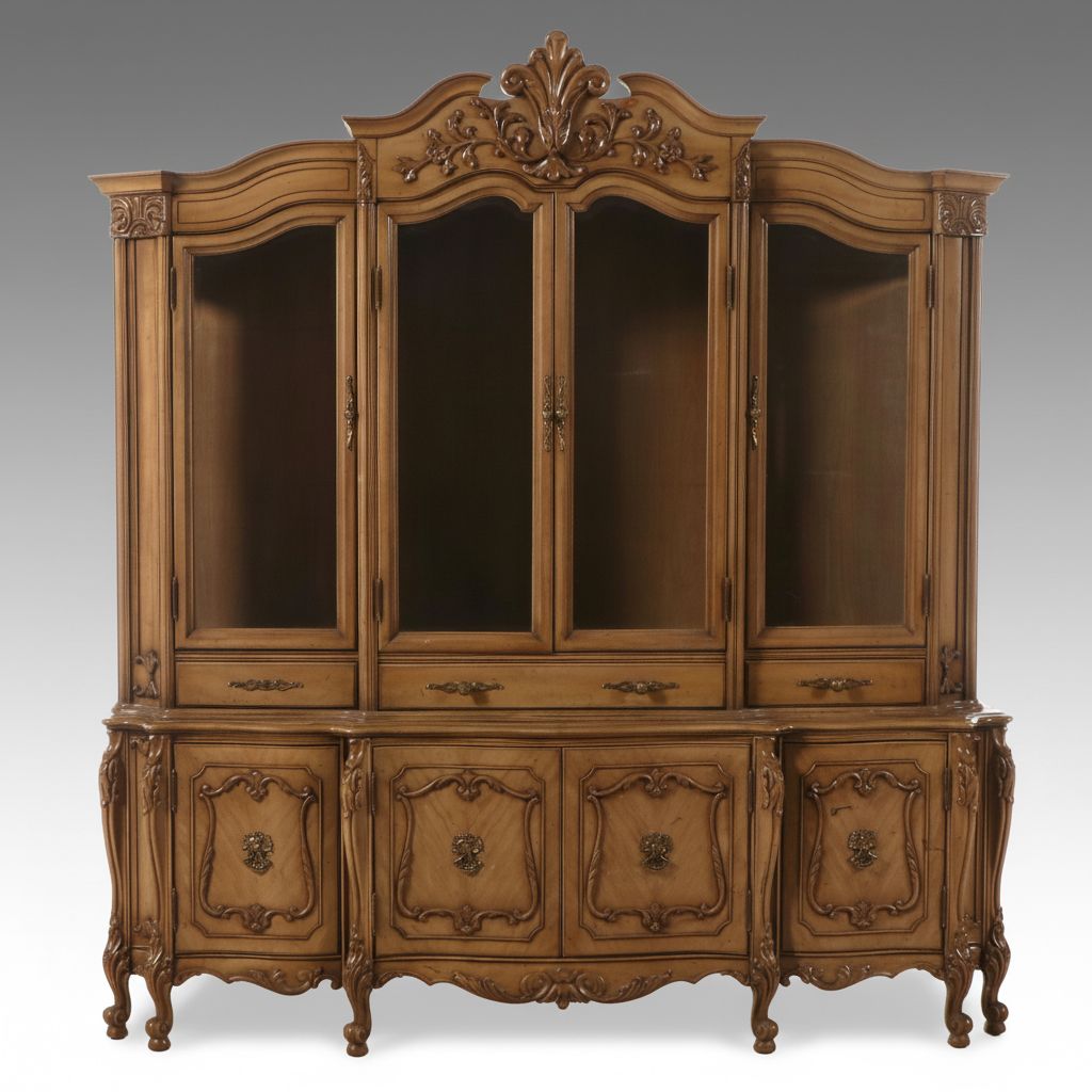 Union Furniture Baroque Style Bleached Walnut China Cabinet