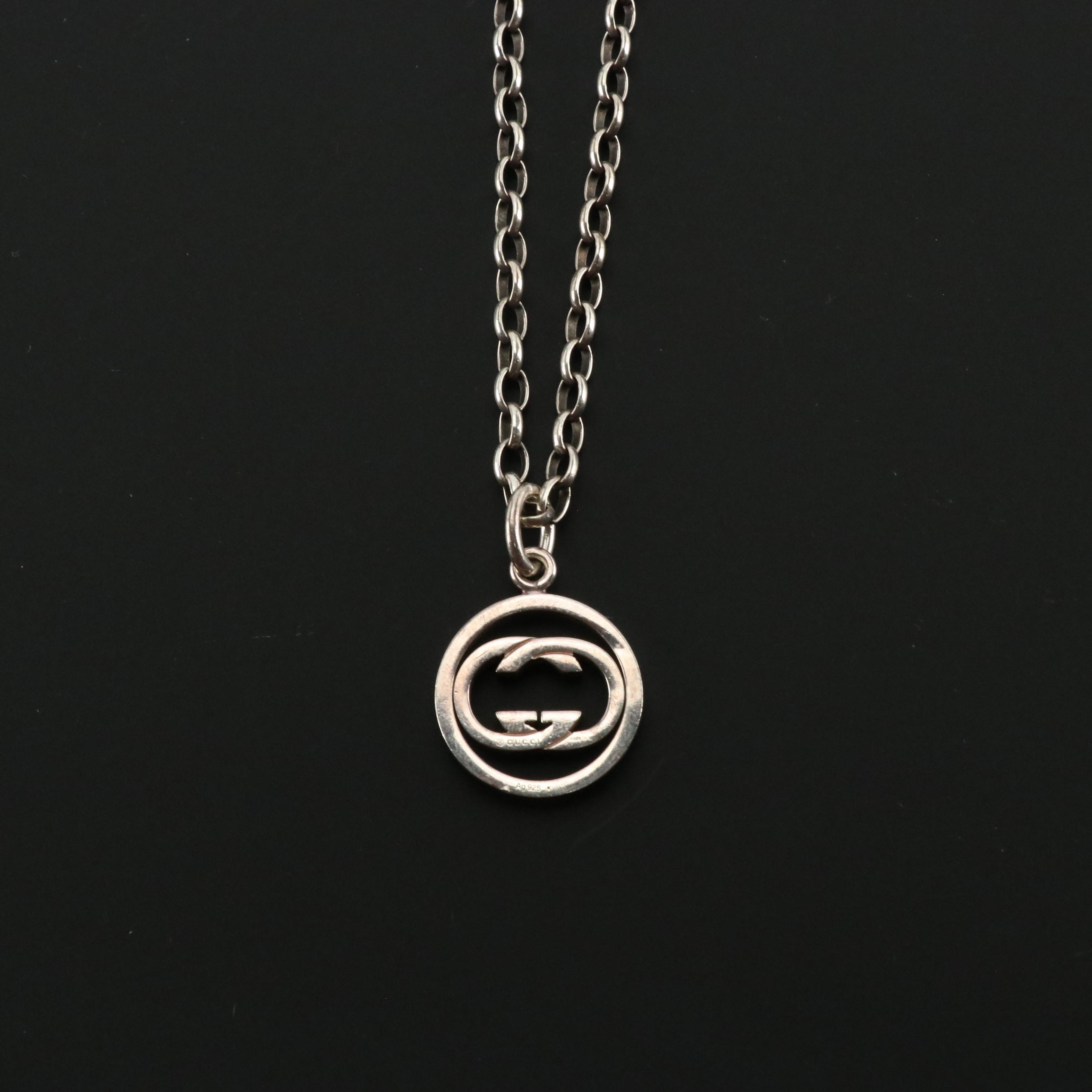 Gucci Sterling Interlocking GG Pendant Necklace