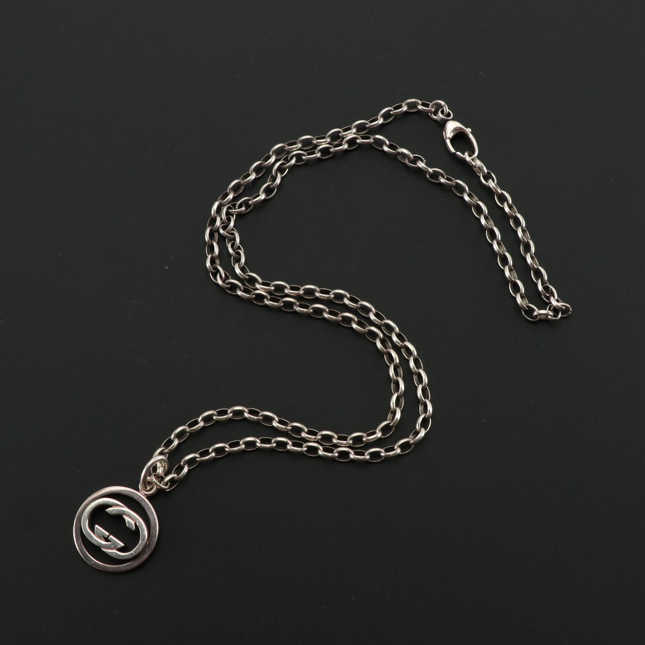 Gucci Sterling Interlocking GG Pendant Necklace