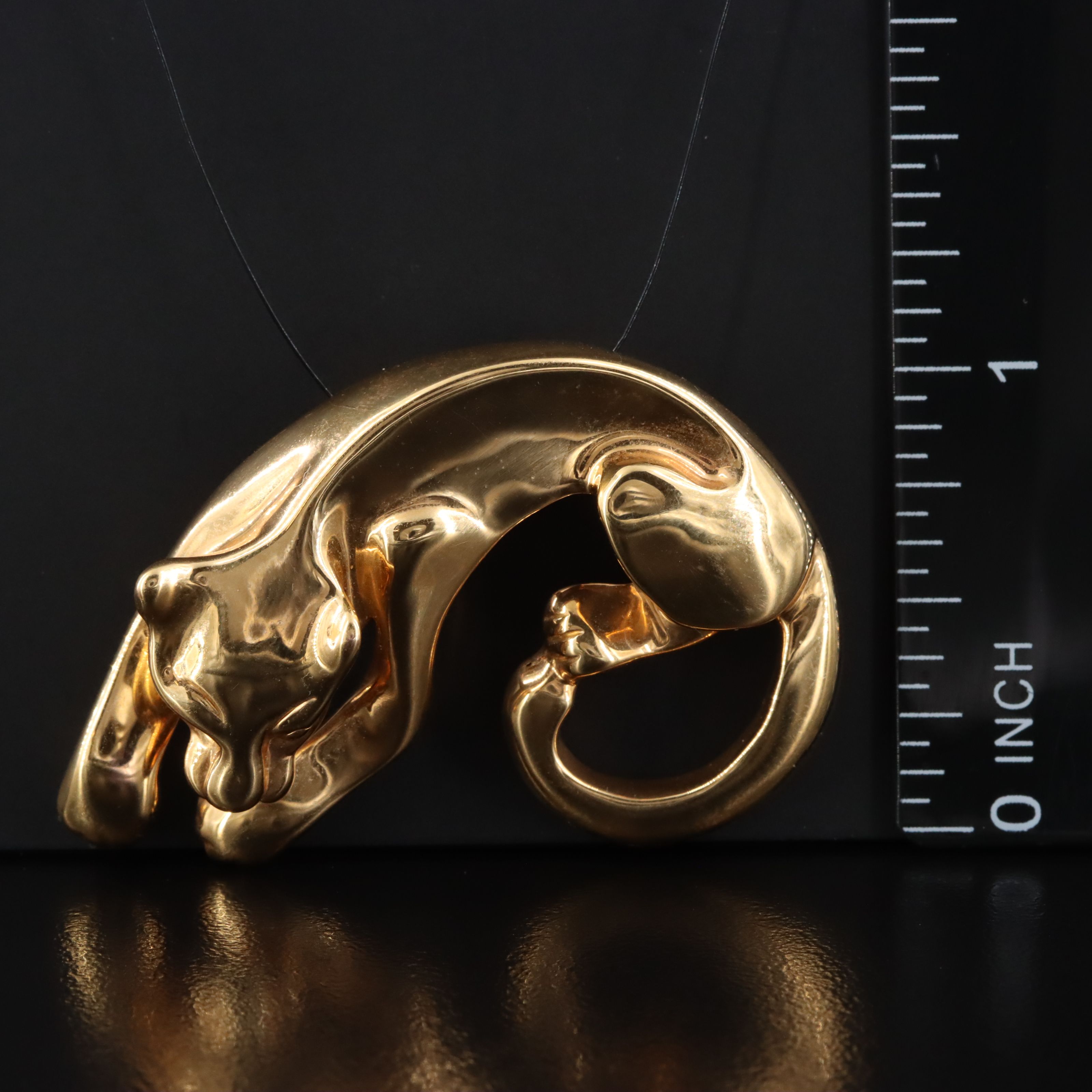 Italian 14K Gold Electroformed Panther Slide Pendant