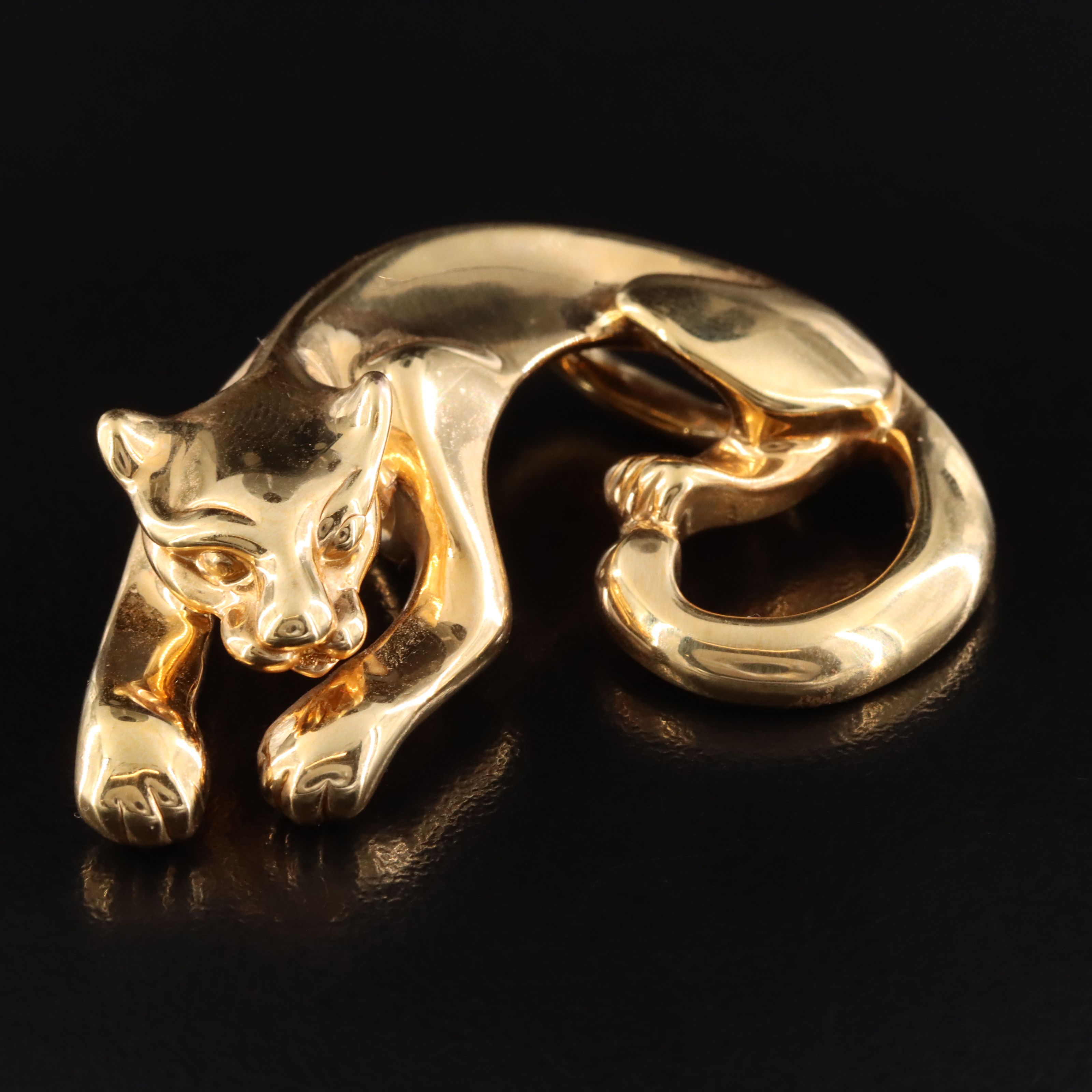 Italian 14K Gold Electroformed Panther Slide Pendant