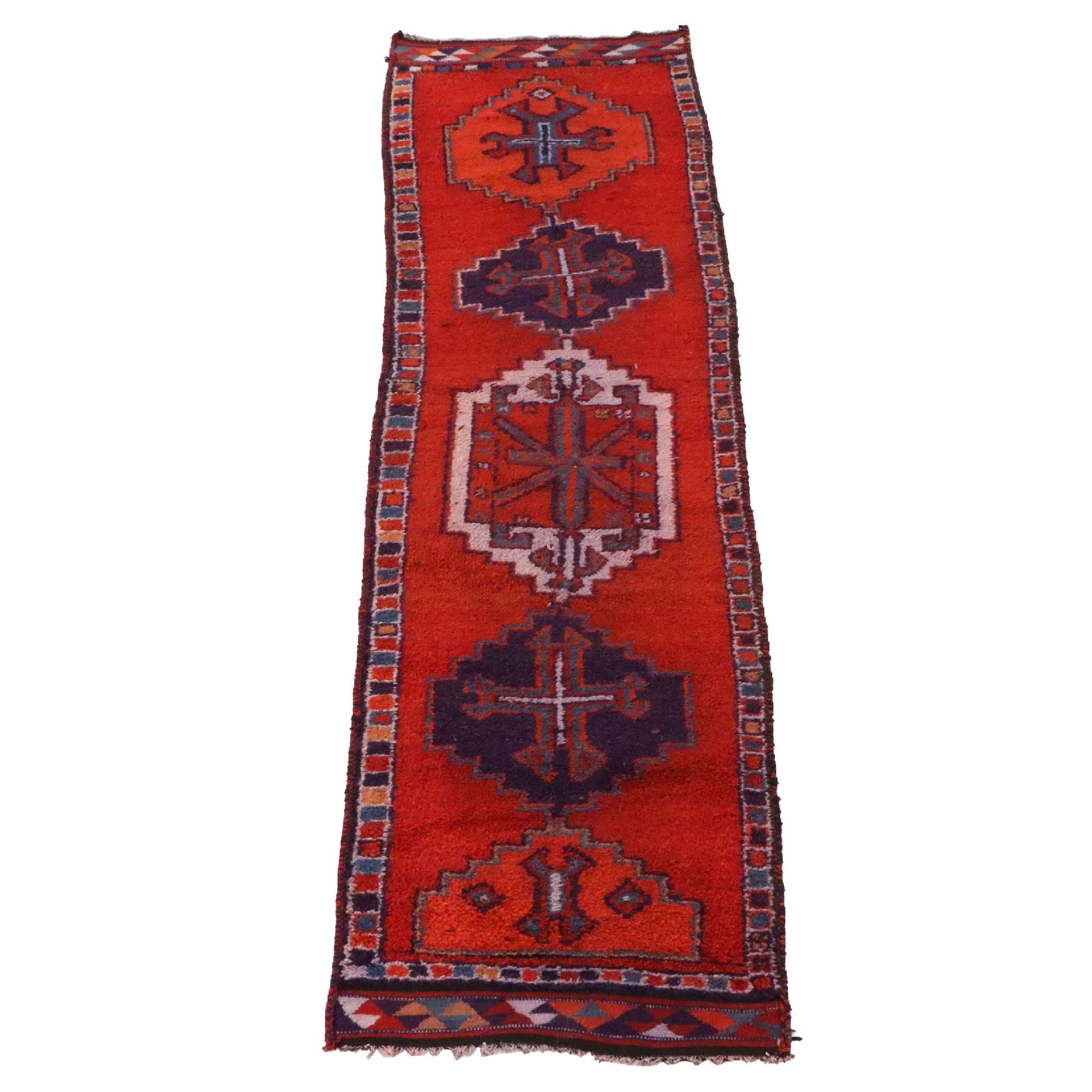 3'10 x 12'7 Hand-Knotted Turkish Village Long Rug