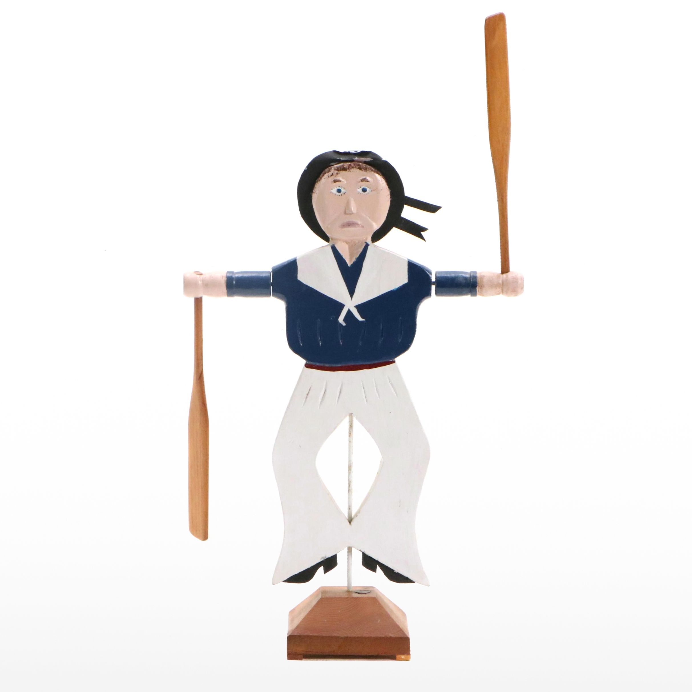 Nantucket Style Wood Whirligig Sculpture of Sailor, Mid to Late 20th Century
