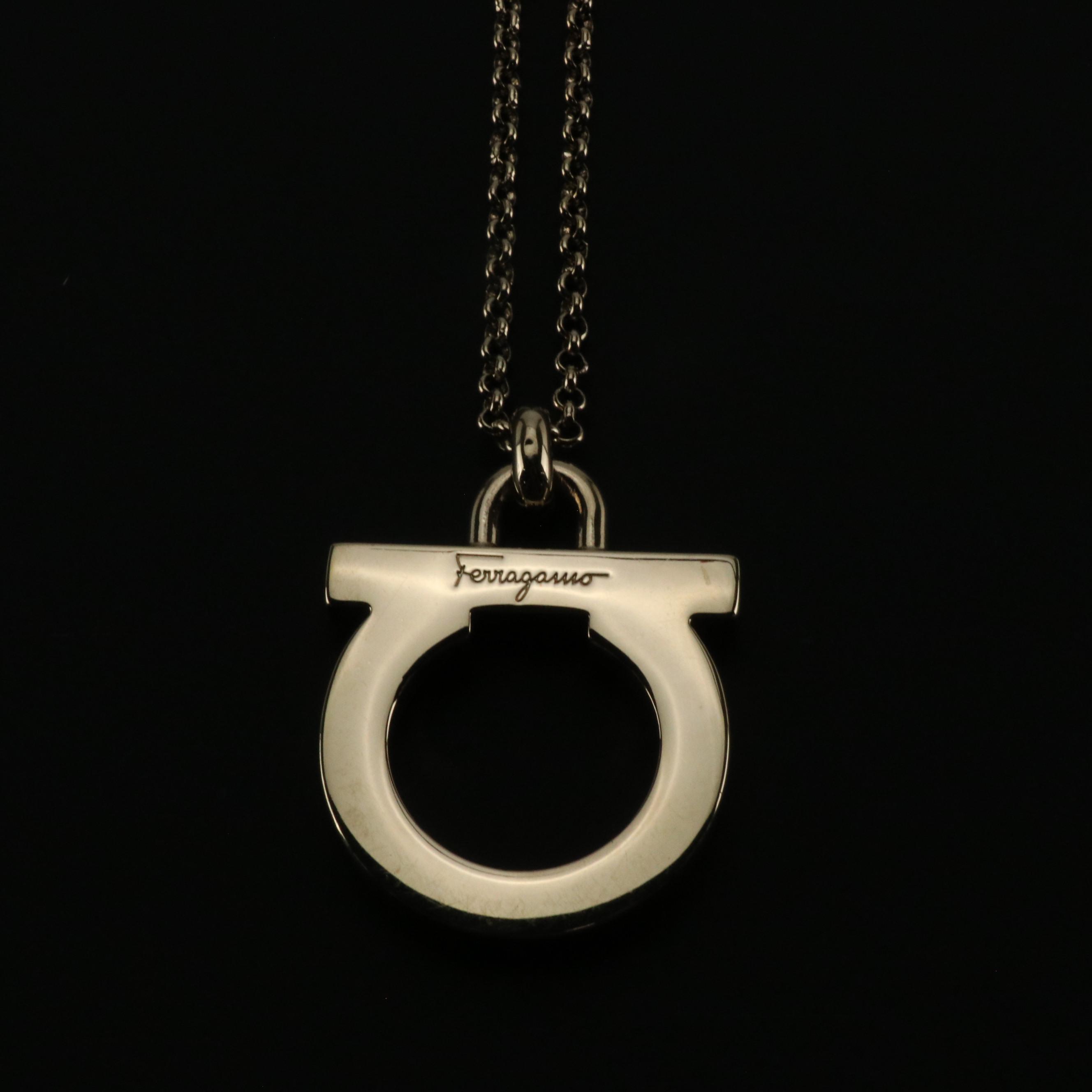 Salvatore Ferragamo Gold Tone Gancini Necklace