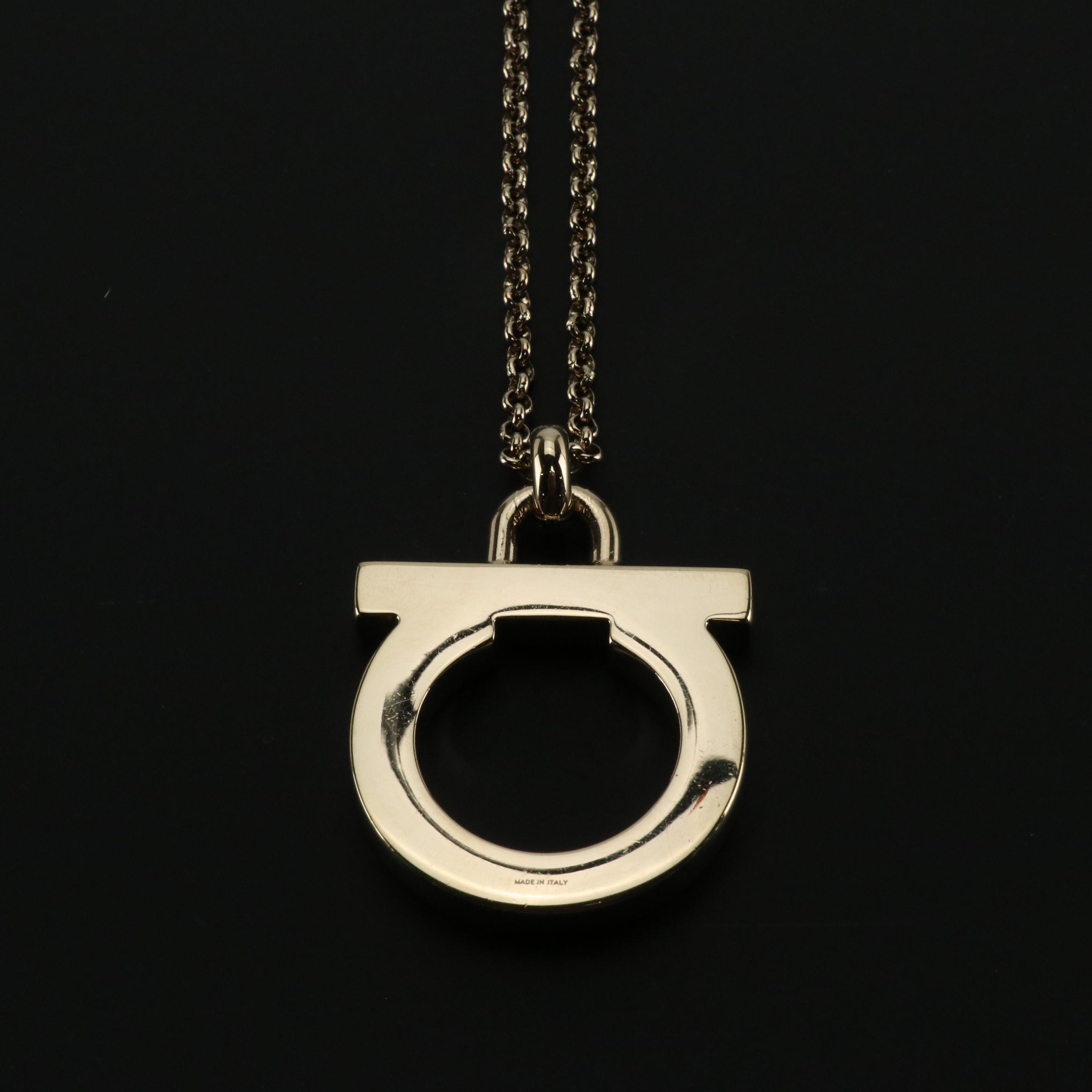 Salvatore Ferragamo Gold Tone Gancini Necklace