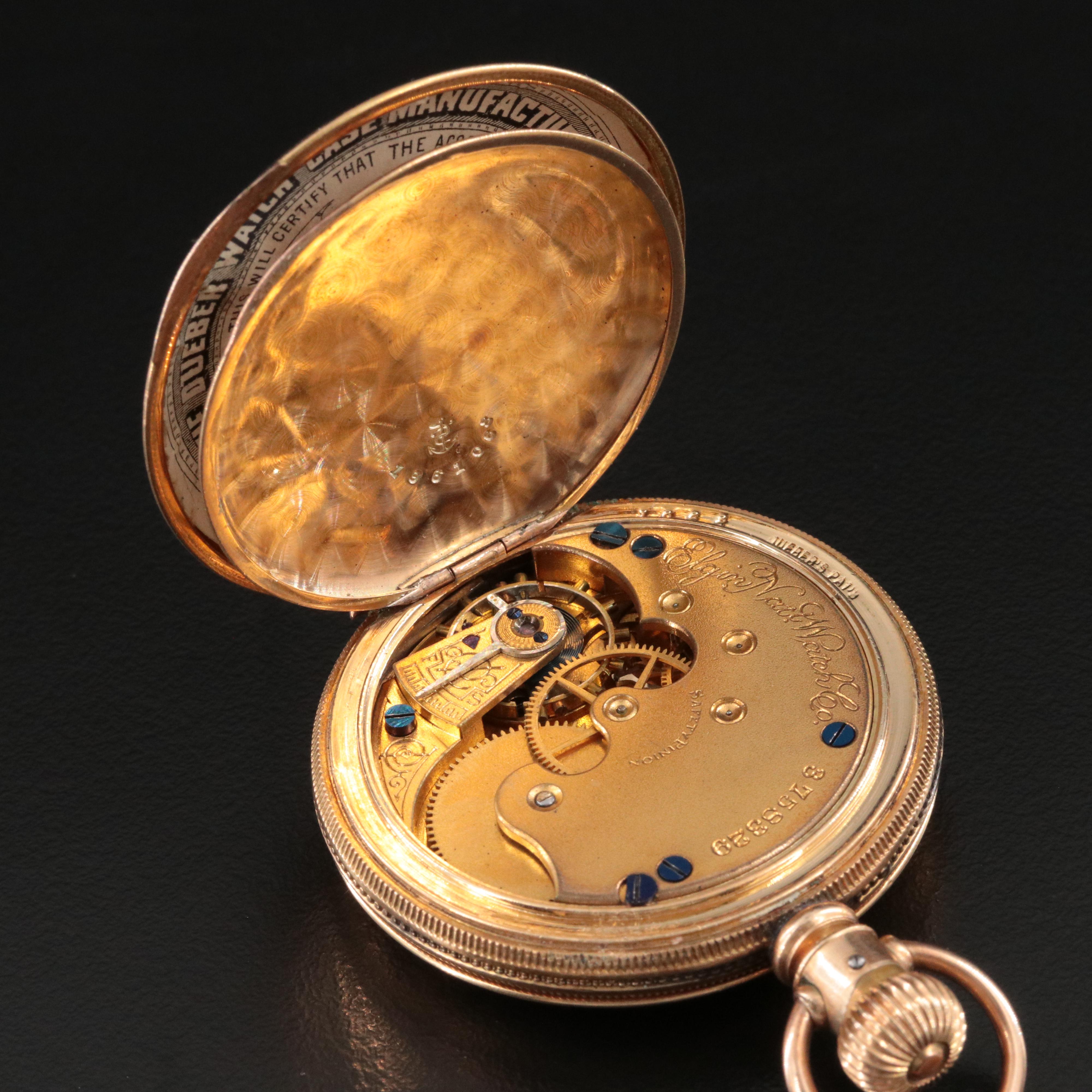 1890 Elgin Gold Filled Hunting Case Pocket Watch