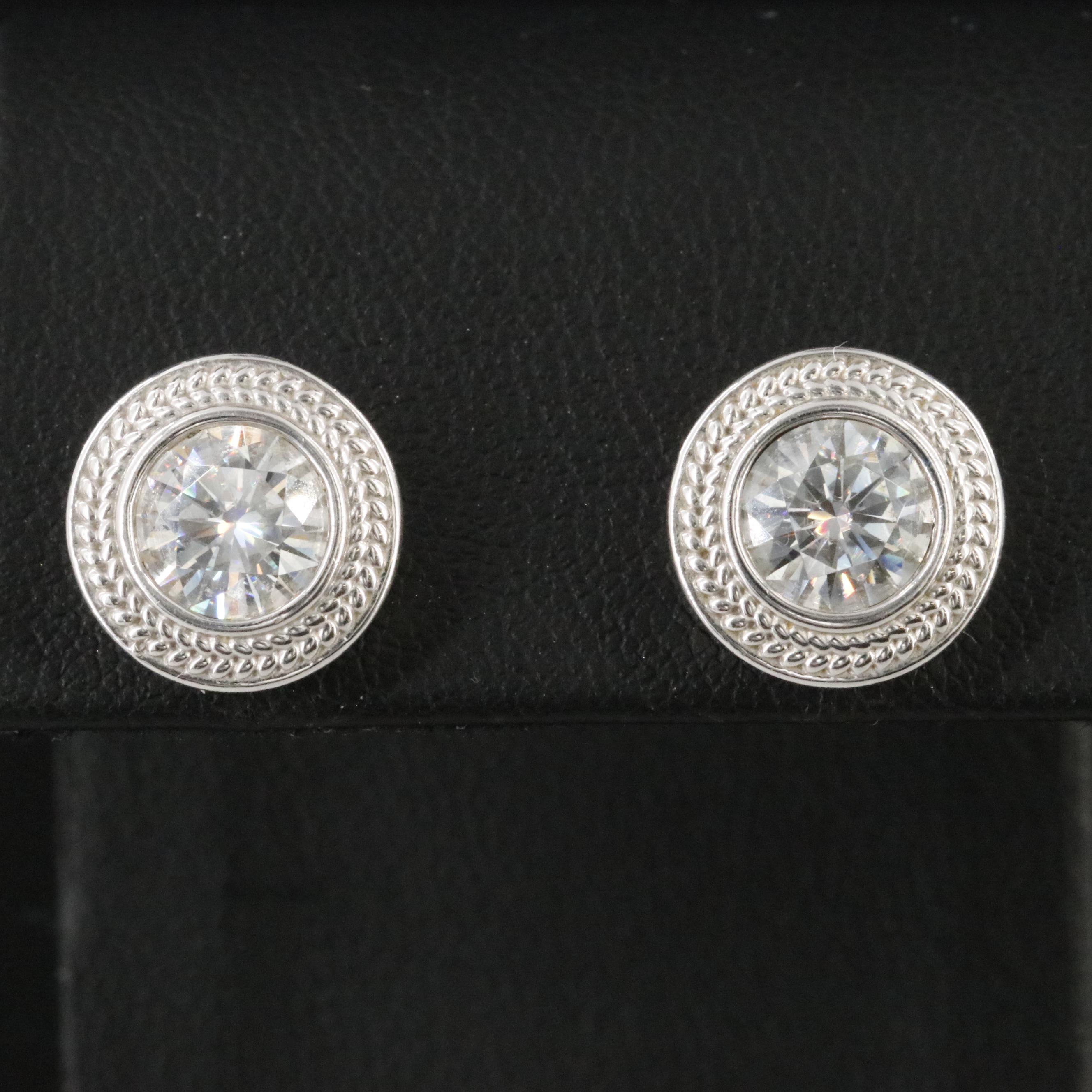18K Moissanite Bezel Set Stud Earrings