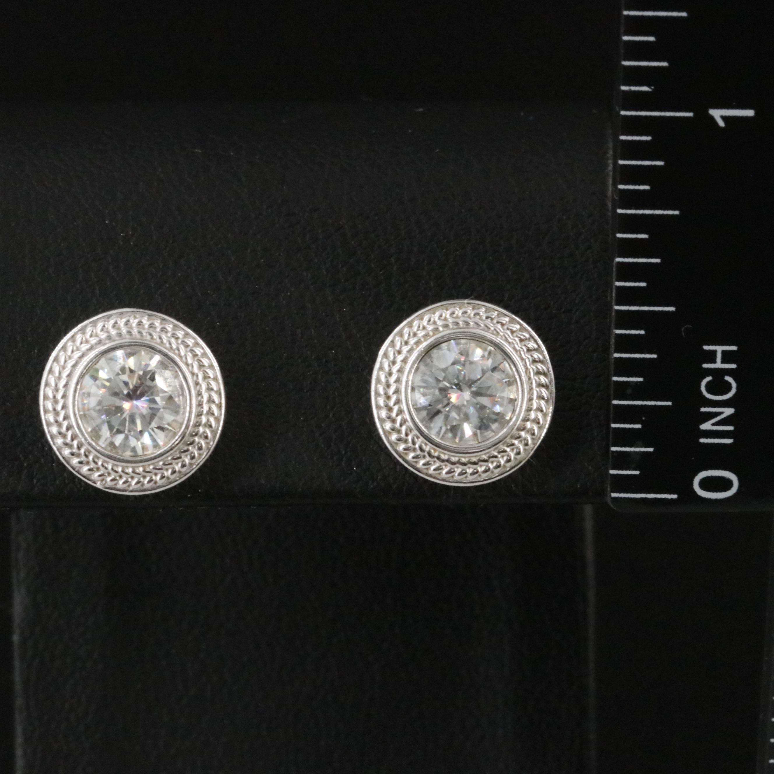 18K Moissanite Bezel Set Stud Earrings