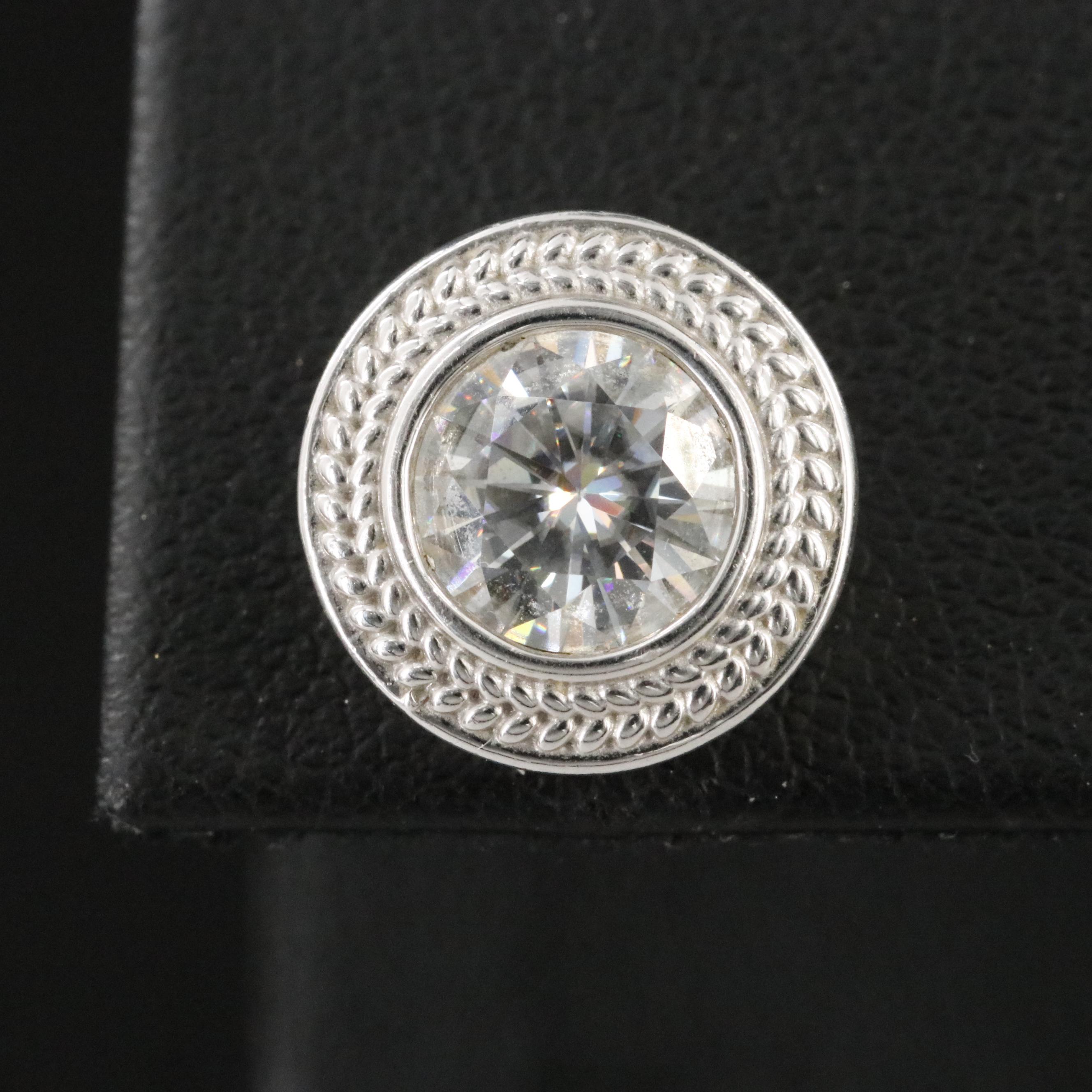 18K Moissanite Bezel Set Stud Earrings