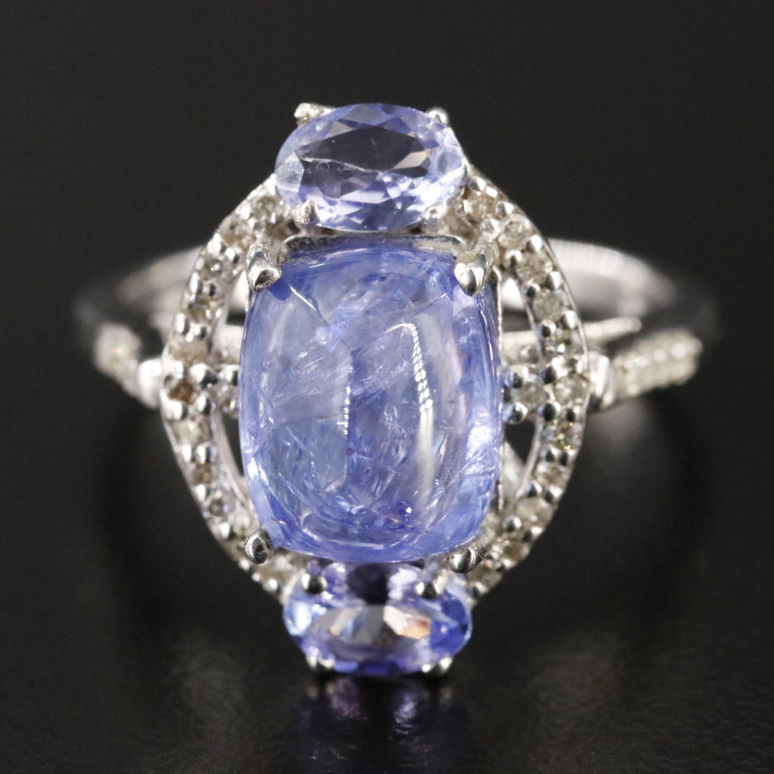 Sterling Tanzanite and Diamond Ring