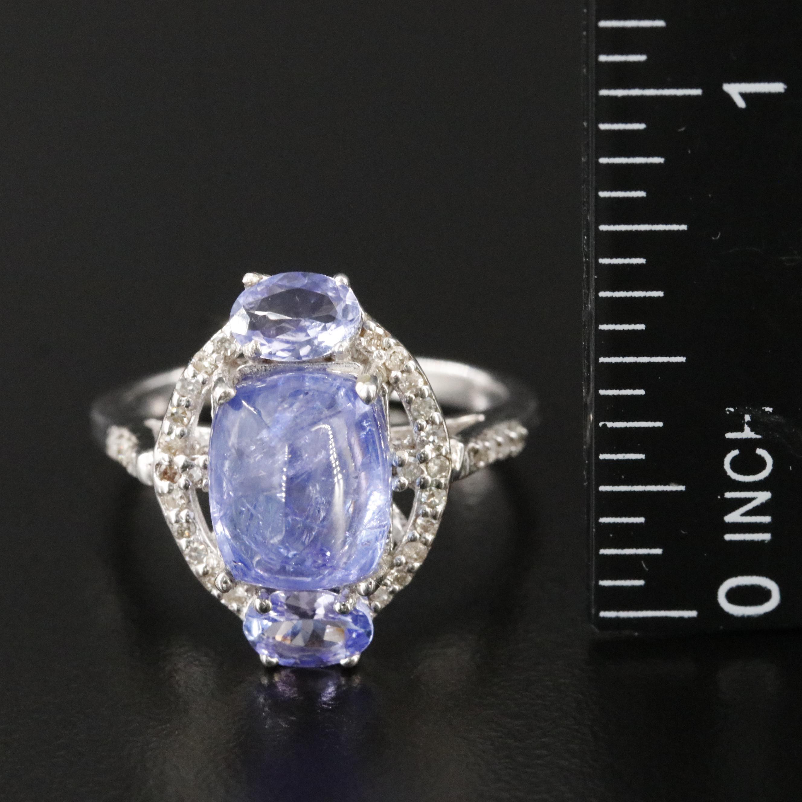 Sterling Tanzanite and Diamond Ring
