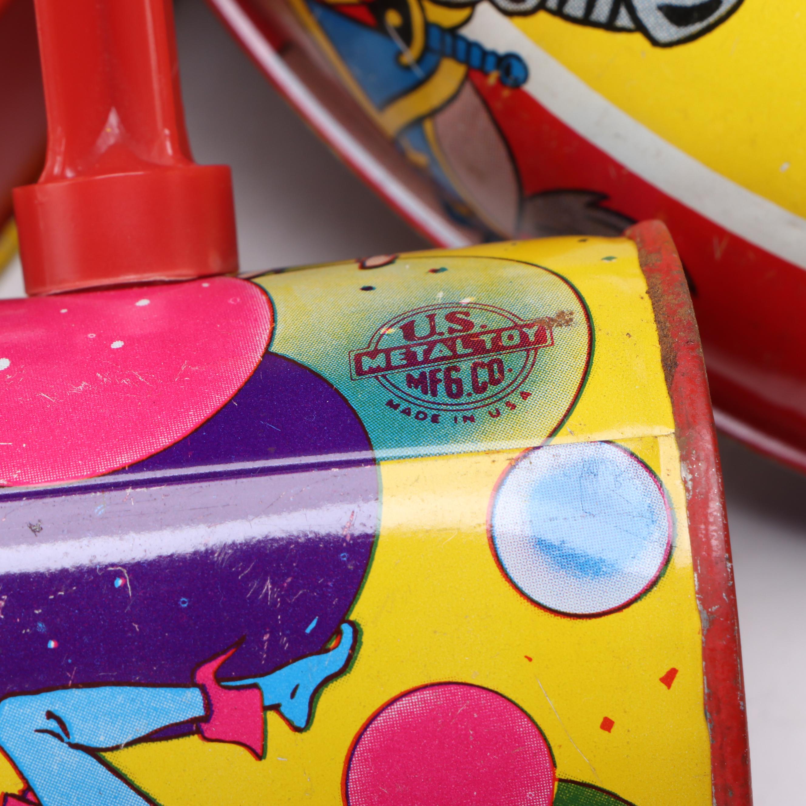 J. Chein & Co. Vintage Wind-Up Tin Merry-Go Round, and Other Tin Toys