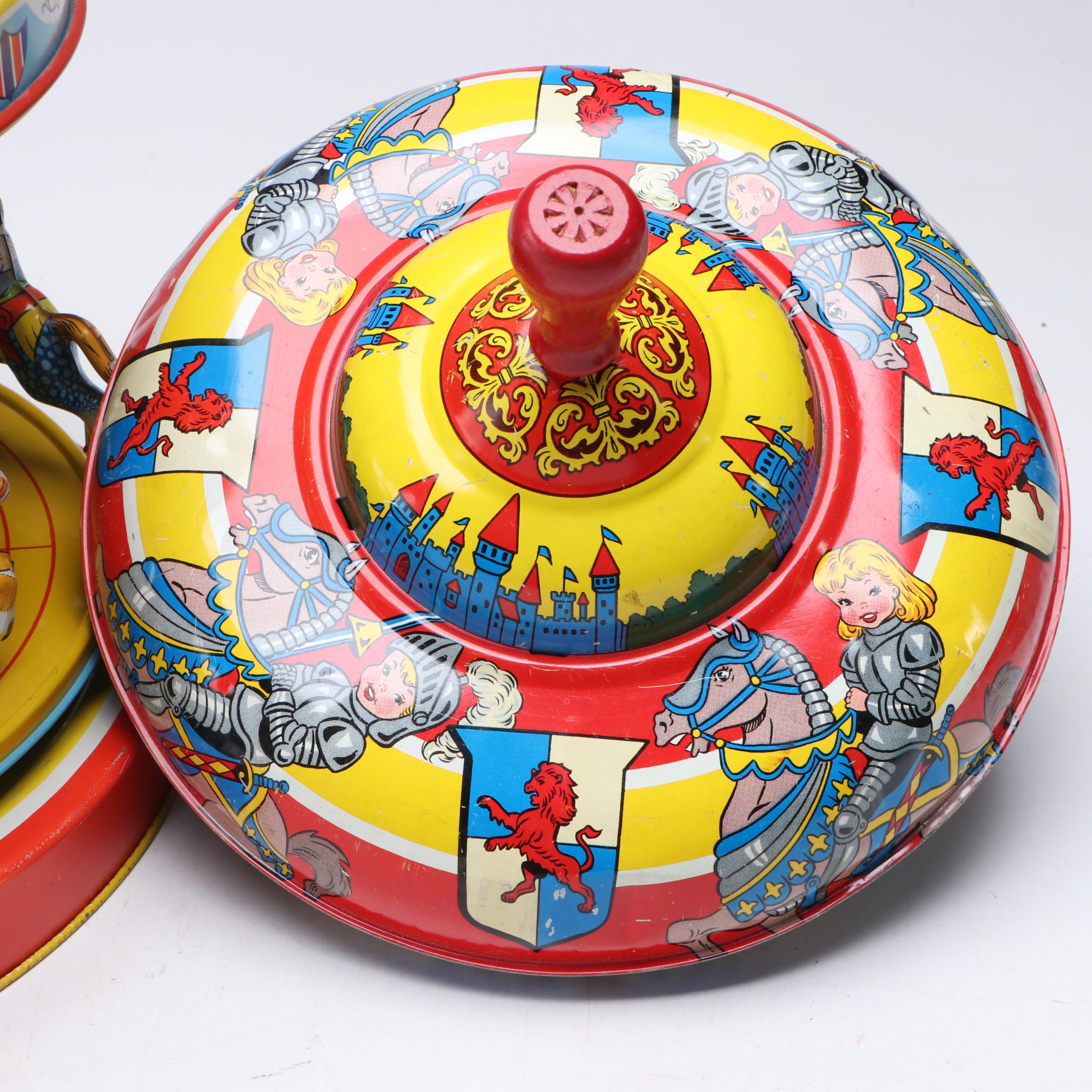 J. Chein & Co. Vintage Wind-Up Tin Merry-Go Round, and Other Tin Toys