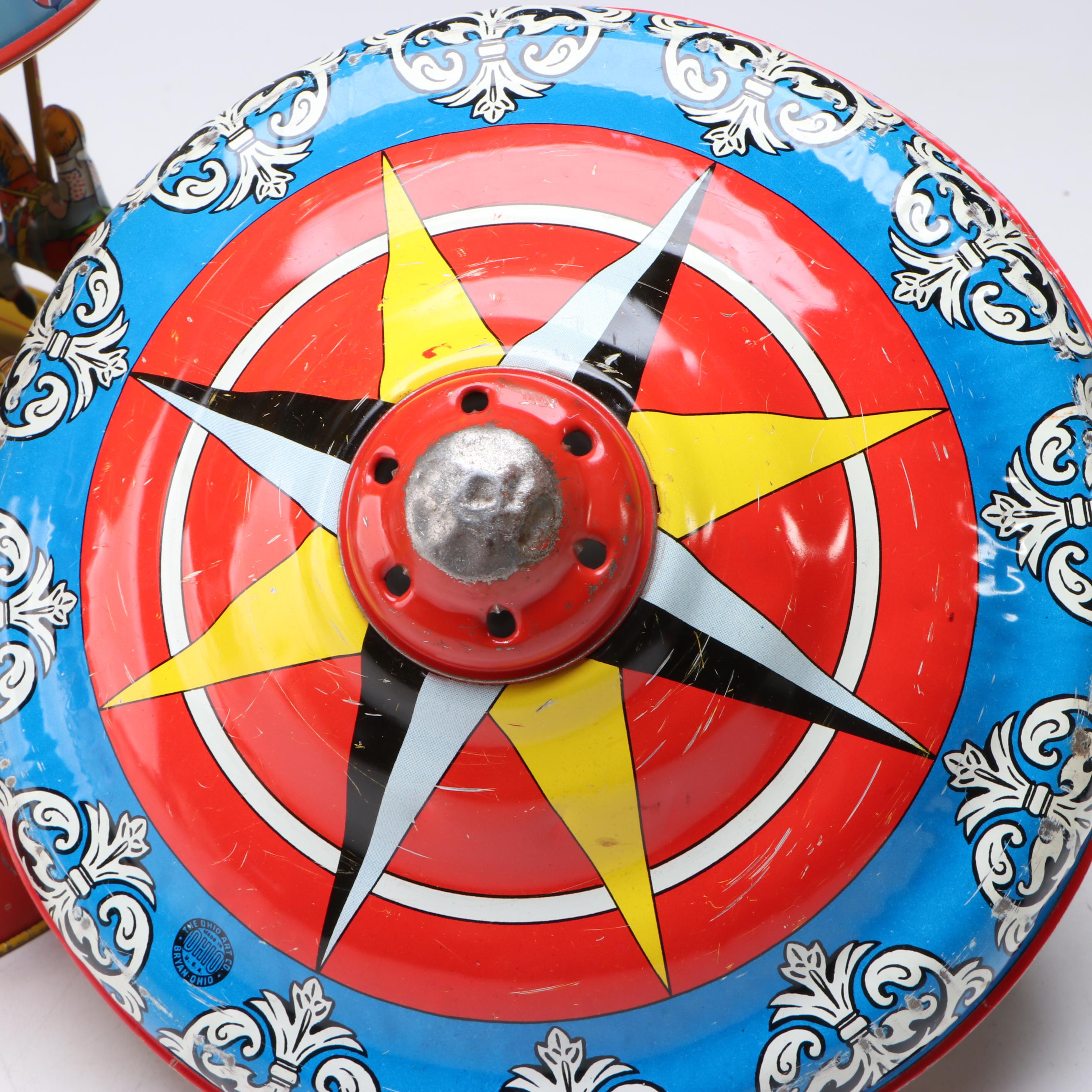 J. Chein & Co. Vintage Wind-Up Tin Merry-Go Round, and Other Tin Toys