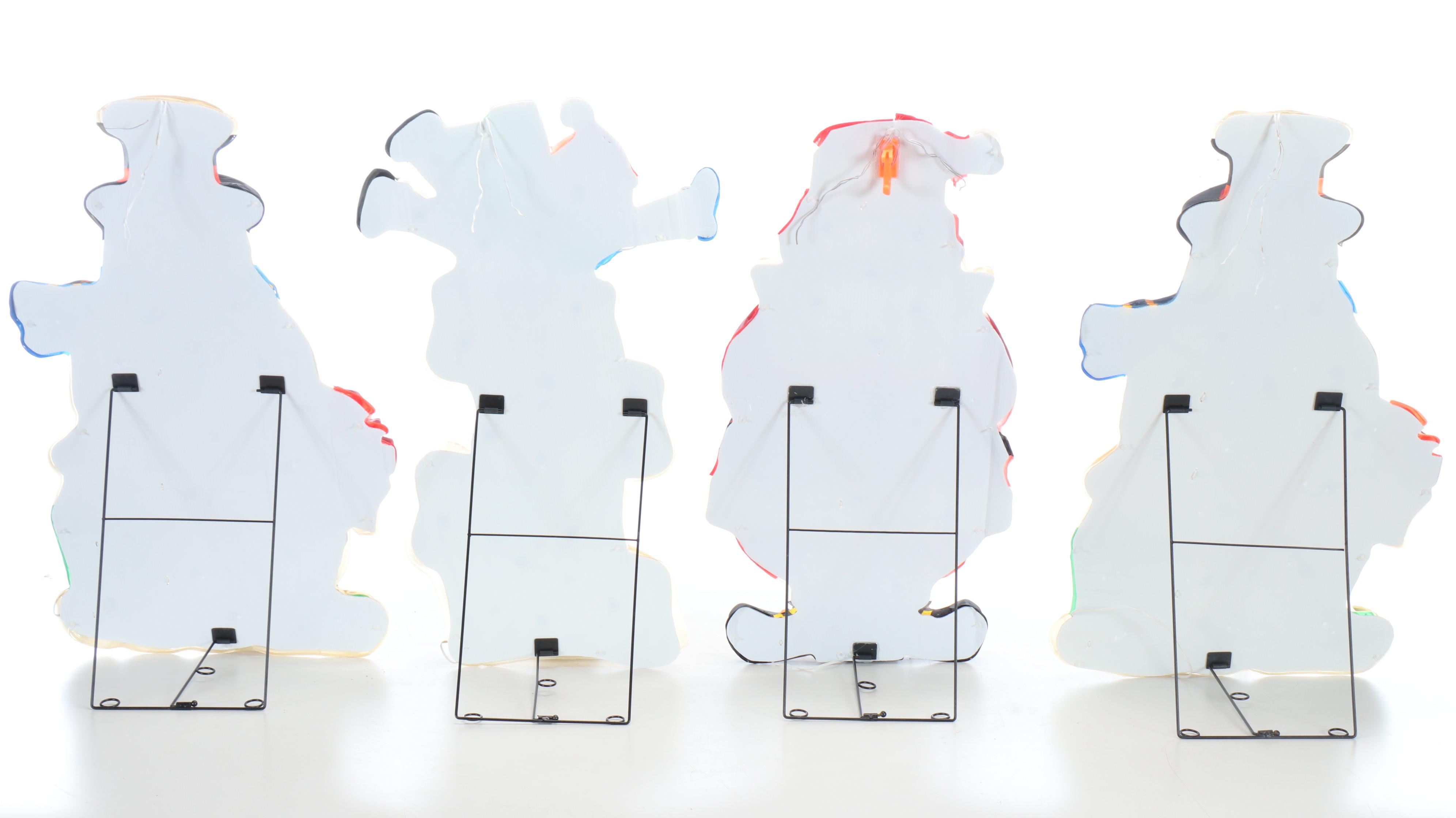 Illuminated Blow Mold Santa with Other Vintage Christmas Displays